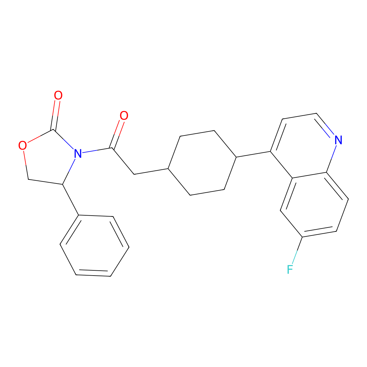 (R)-3-(2-(4-(6-fluoroquinolin-4-yl)cyclohexyl)acetyl)-4-phenyloxazolidin-2-one molecular structure, CAS 1923836-68-3