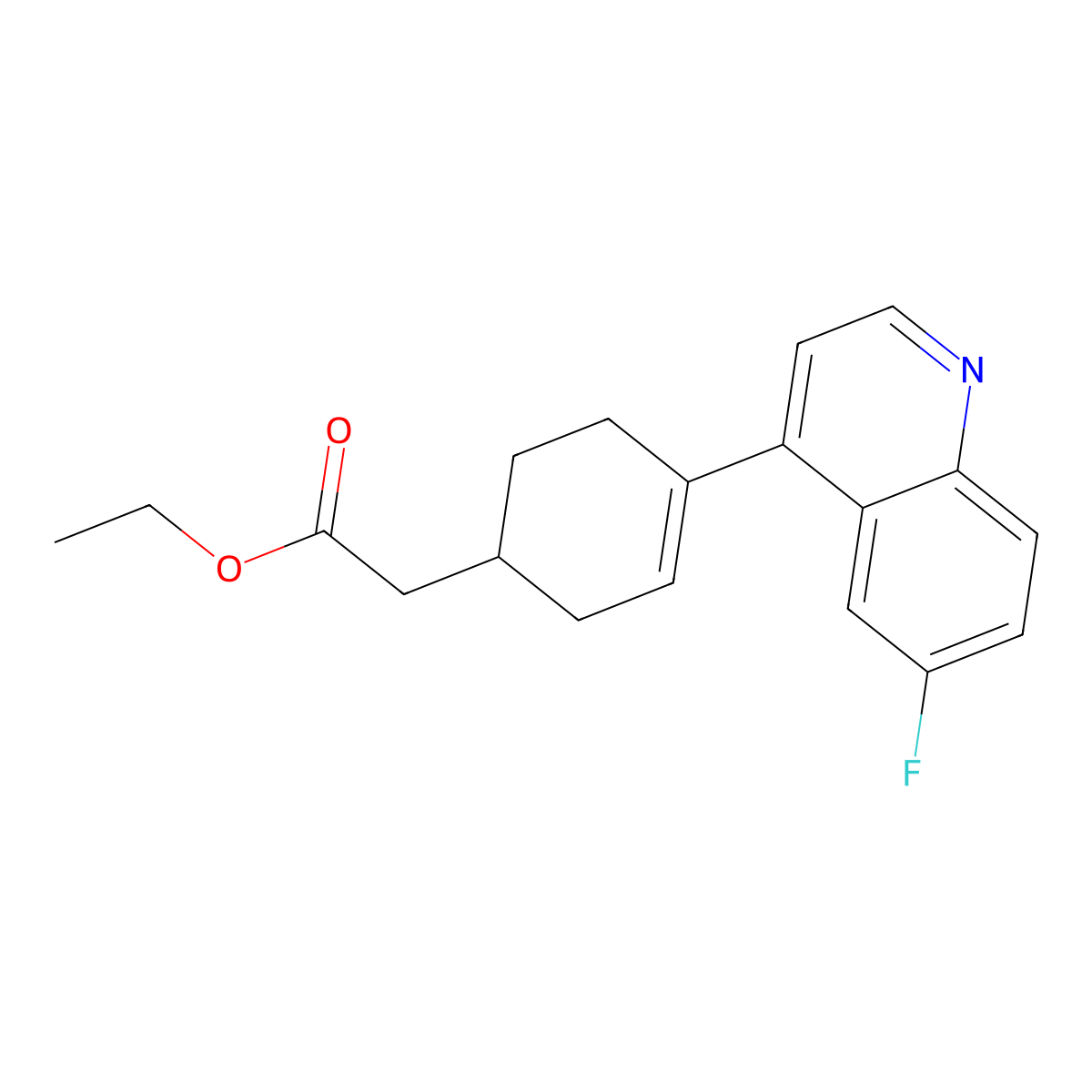 Ethyl 2-(4-(6-fluoroquinolin-4-yl)cyclohex-3-enyl)acetate molecular structure, CAS 1923836-86-5