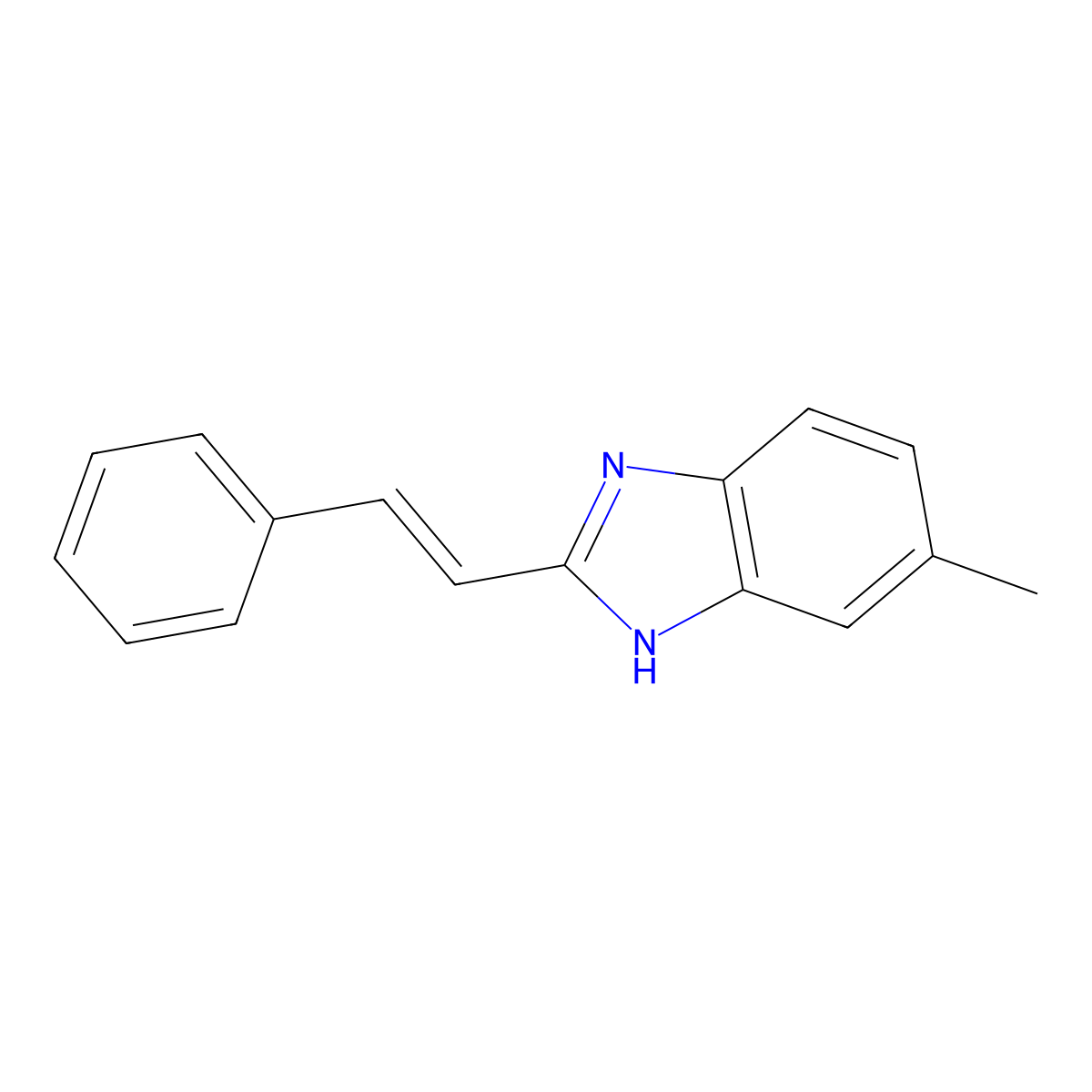 6-methyl-2-(2-phenylethenyl)-1H-benzimidazole molecular structure, CAS 1923837-33-5