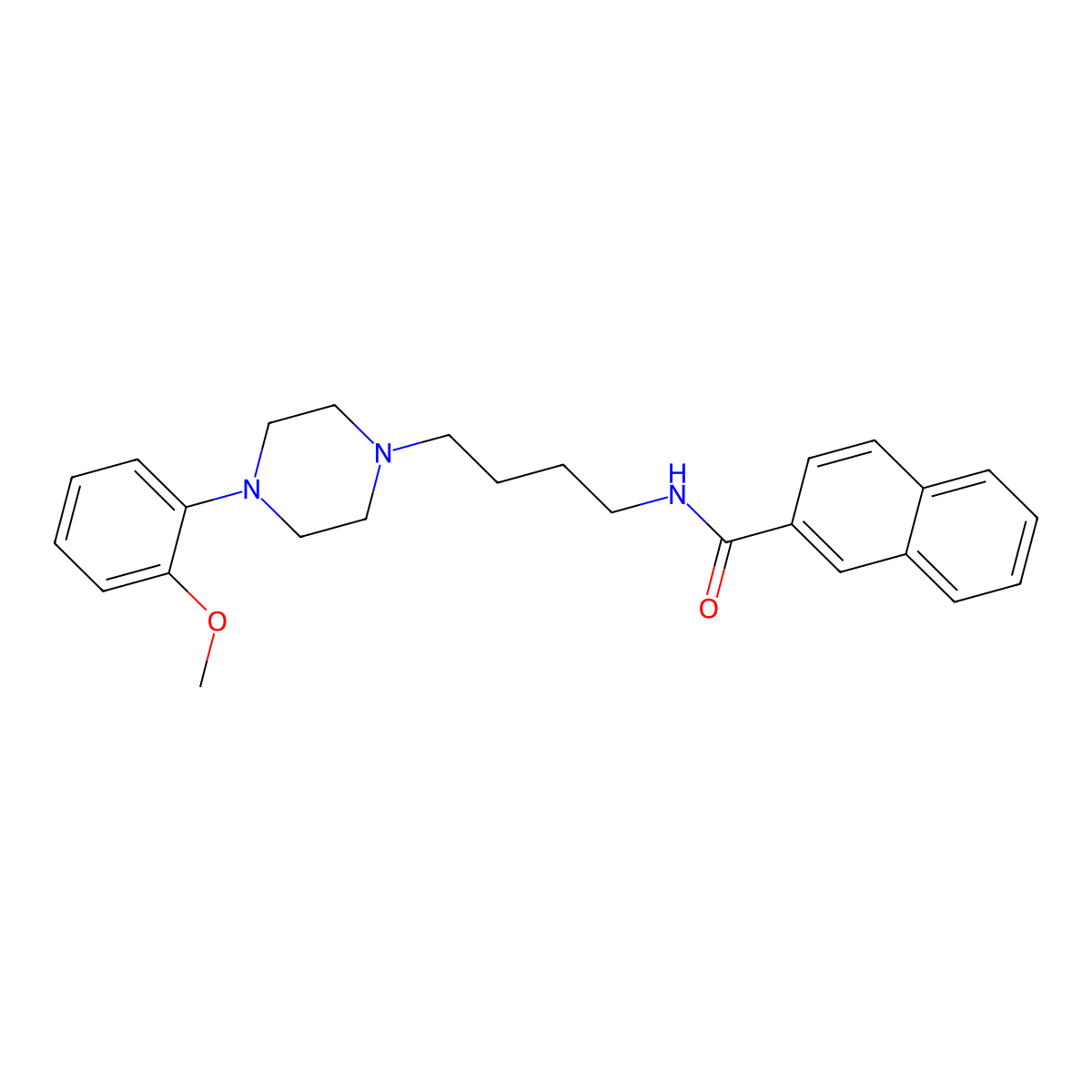 2-Naphthalenecarboxamide, N-(4-(4-(2-methoxyphenyl)-1-piperazinyl)butyl)- molecular structure, CAS 192384-87-5