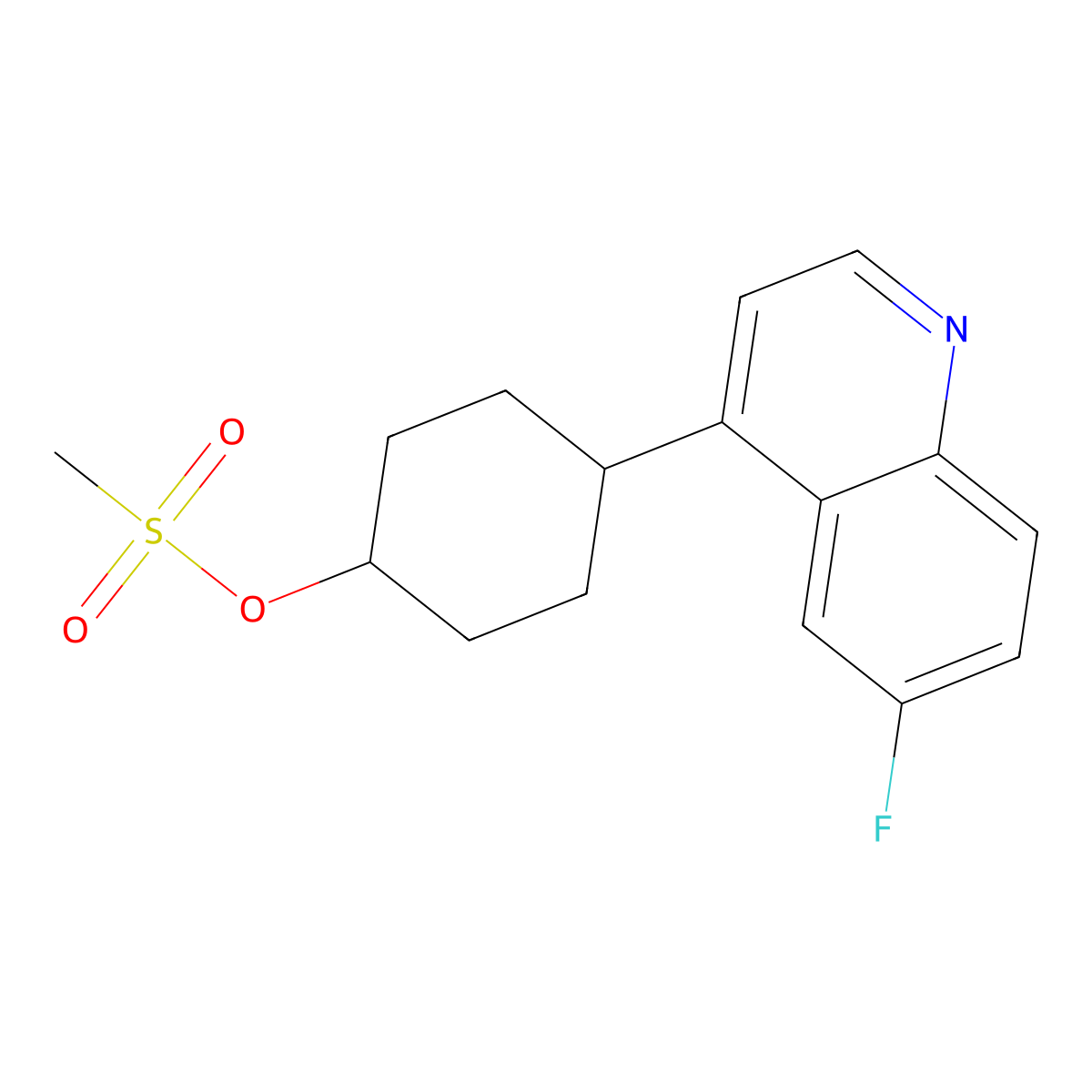 trans-4-(6-Fluoro-4-quinolyl)cyclohexyl Methanesulfonate molecular structure, CAS 1923846-50-7