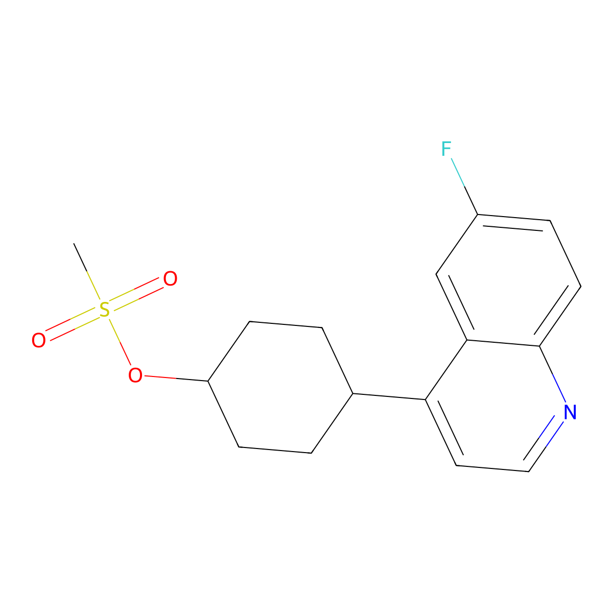 trans-4-(6-Fluoro-4-quinolyl)cyclohexyl Methanesulfonate molecular structure, CAS 1923846-50-7