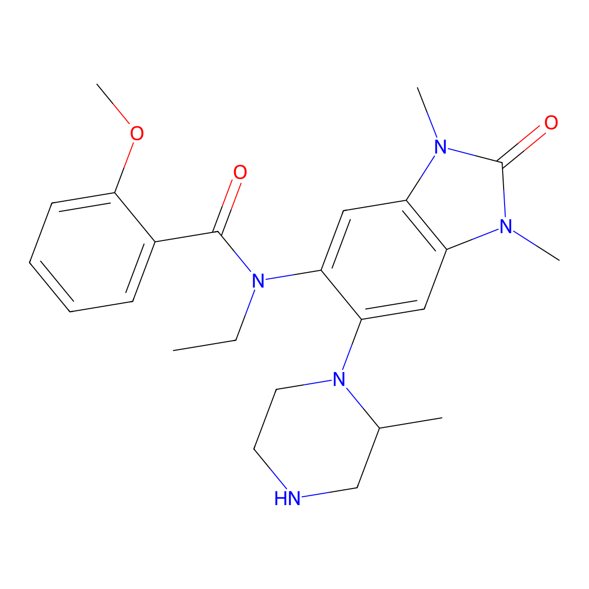 N-[1,3-Dimethyl-6-[(2r)-2-Methylpiperazin-1-Yl]-2-Oxidanylidene-Benzimidazol-5-Yl]-N-Ethyl-2-Methoxy-Benzamide molecular structure, CAS 1923851-49-3