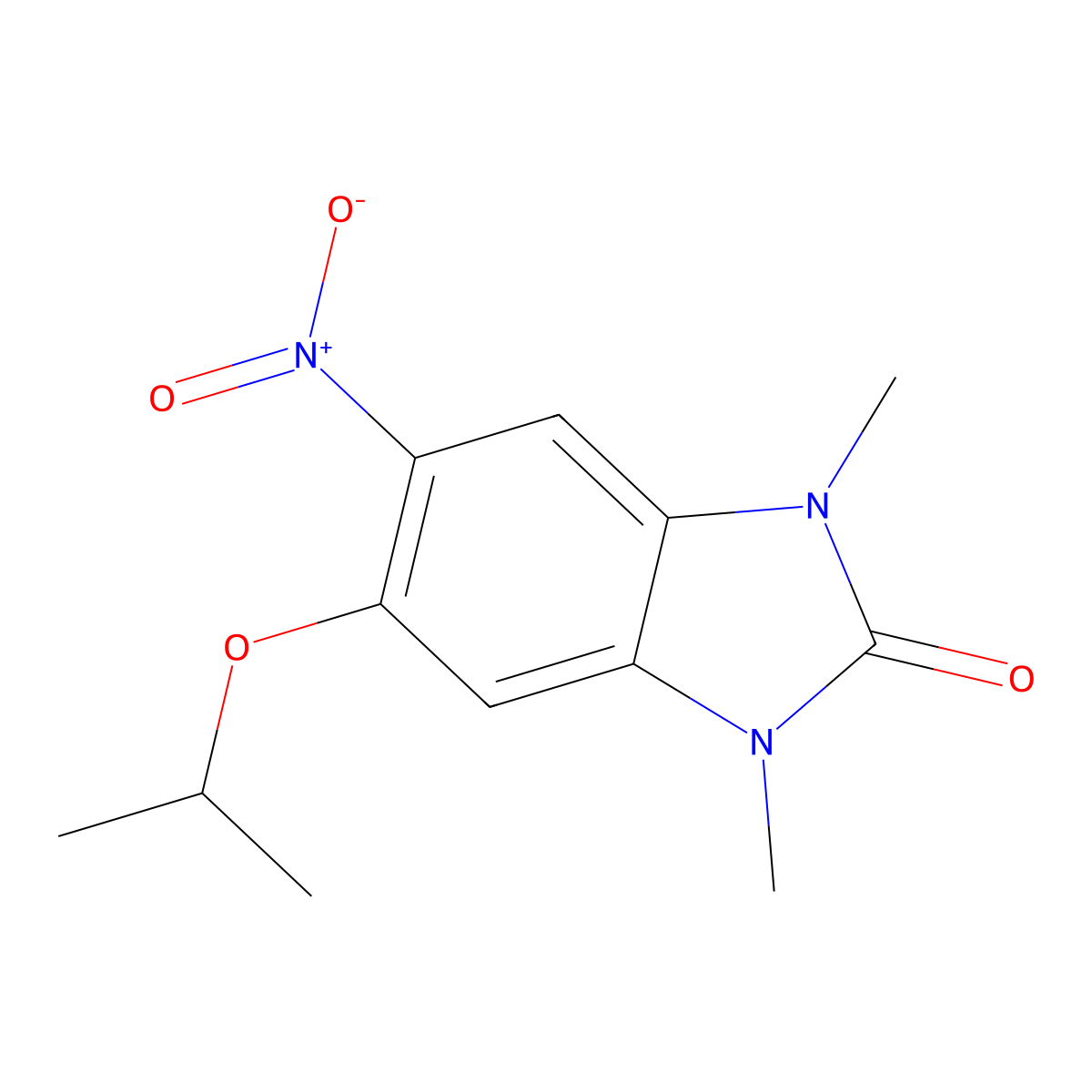1,3-dimethyl-5-nitro-6-(propan-2-yloxy)-2,3-dihydro-1H-1,3-benzodiazol-2-one molecular structure, CAS 1923851-50-6