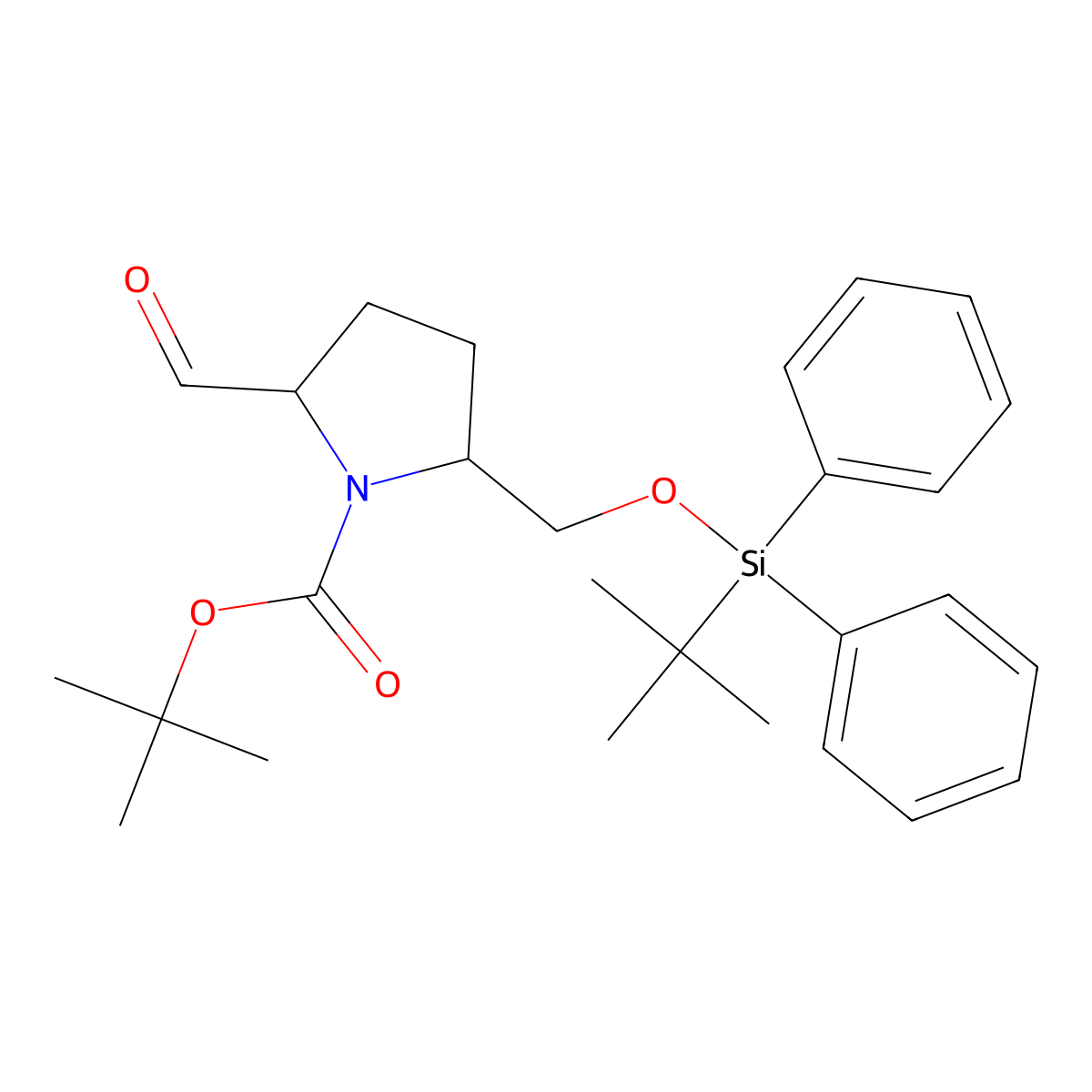 tert-butyl (2S,5S)-2-[[tert-butyl(diphenyl)silyl]oxymethyl]-5-formyl-pyrrolidine-1-carboxylate molecular structure, CAS 192389-28-9