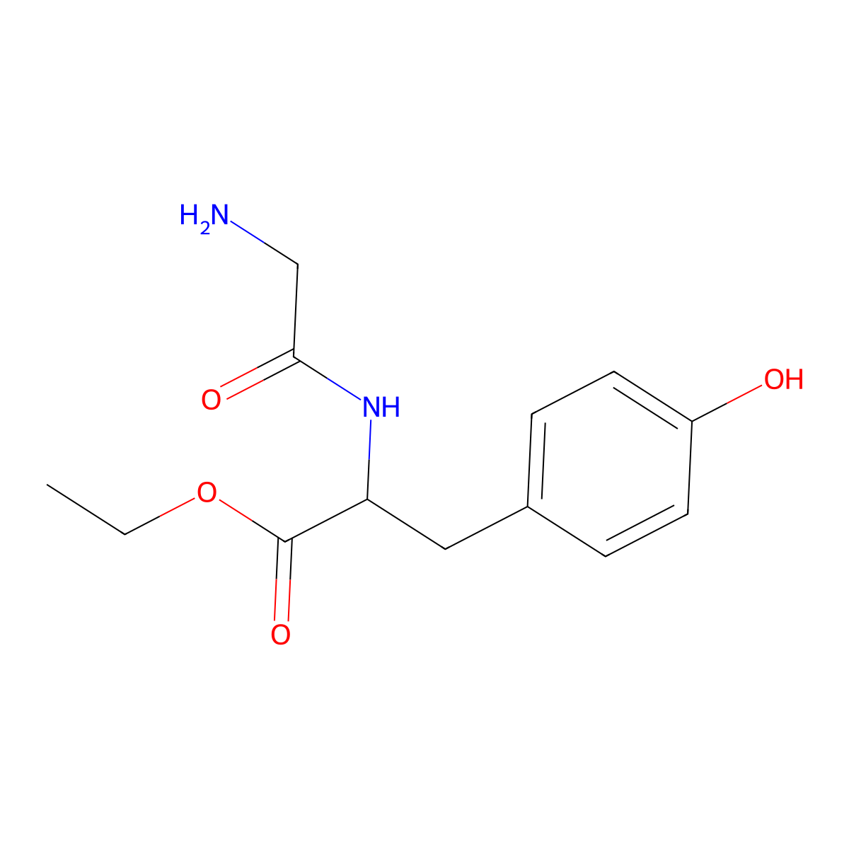 Ethyl (2S)-2-(2-aminoacetamido)-3-(4-hydroxyphenyl)propanoate molecular structure, CAS 19240-28-9