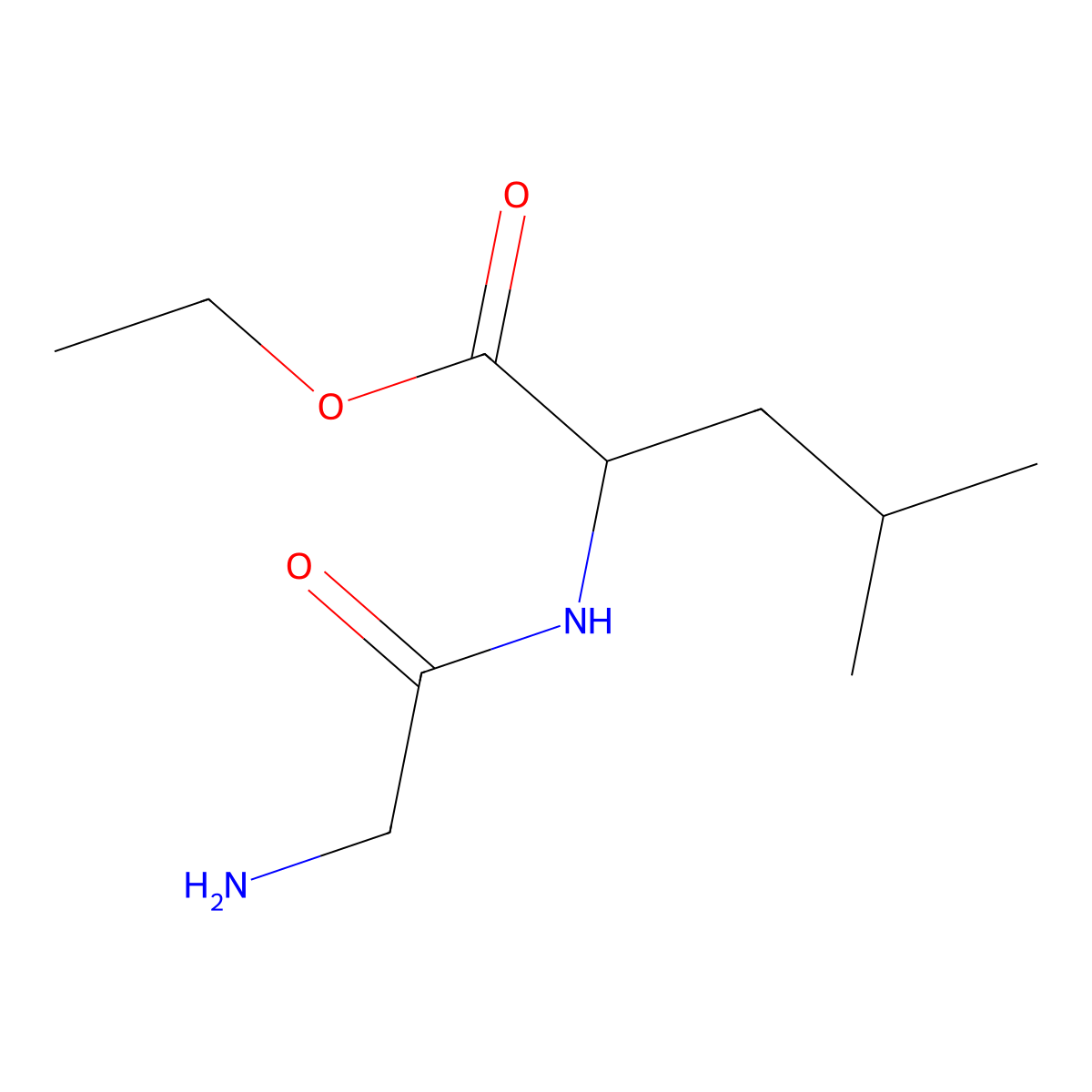 ethyl (2S)-2-(2-aminoacetamido)-4-methylpentanoate molecular structure, CAS 19240-30-3