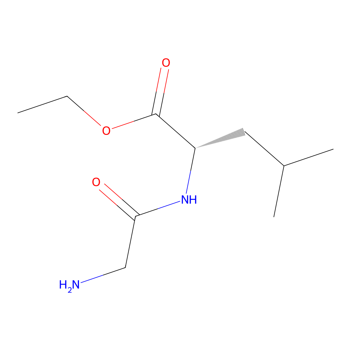 ethyl (2S)-2-(2-aminoacetamido)-4-methylpentanoate molecular structure, CAS 19240-30-3