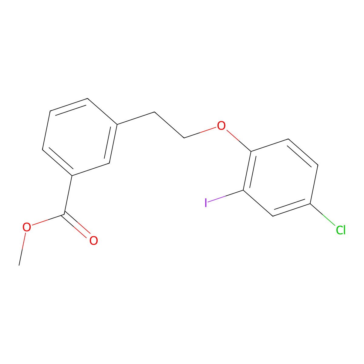 Methyl 3-[2-(4-chloro-2-iodophenoxy)ethyl]benzoate molecular structure, CAS 1924165-71-8