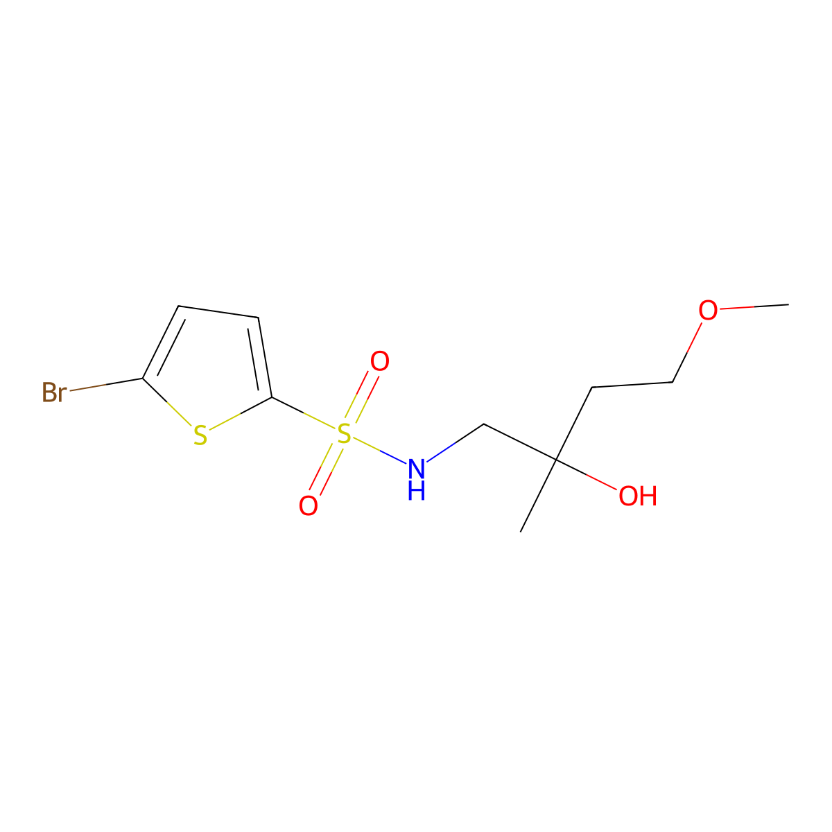 2-[(5-Bromothiophene-2-sulfonamido)methyl]-4-methoxybutan-2-ol molecular structure, CAS 1924253-98-4