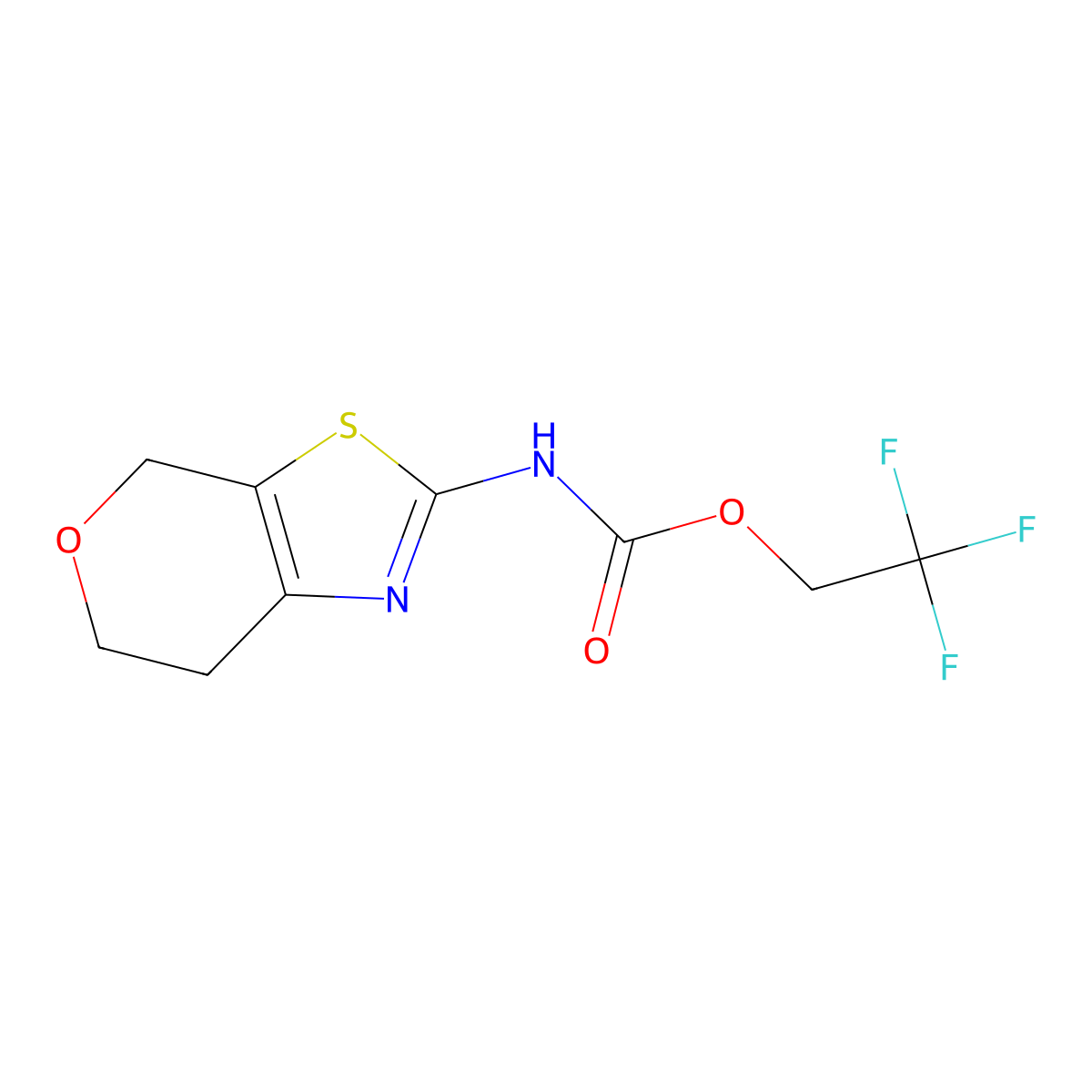 2,2,2-trifluoroethyl N-{4H,6H,7H-pyrano[4,3-d][1,3]thiazol-2-yl}carbamate molecular structure, CAS 1924283-65-7