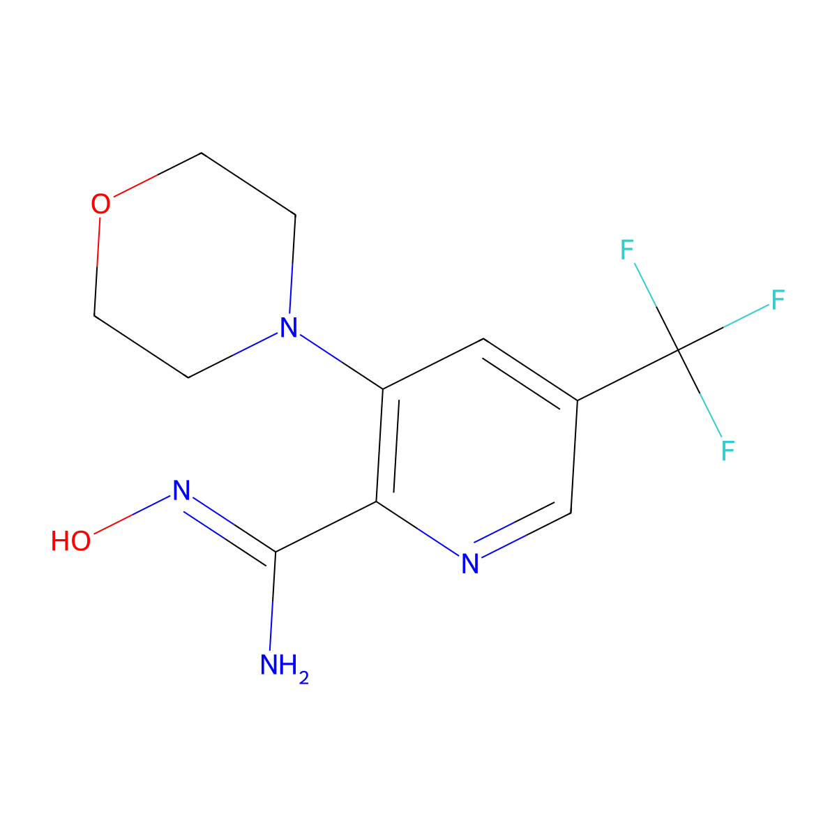 N-Hydroxy-3-morpholino-5-(trifluoromethyl)-pyridine-2-carboxamidine molecular structure, CAS 1924322-36-0