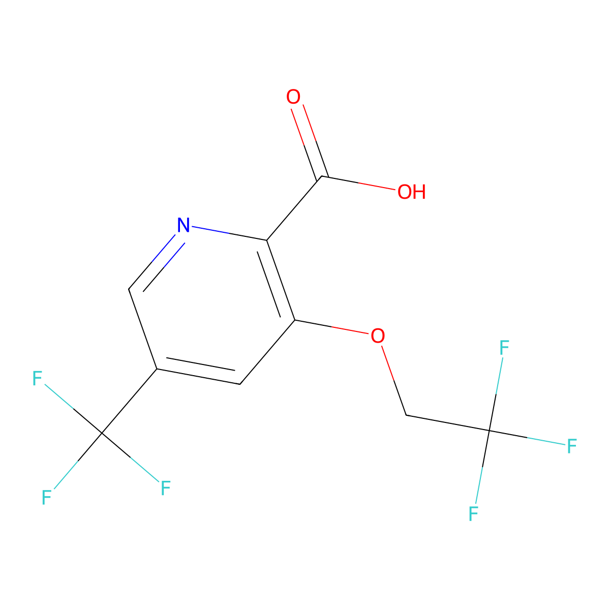 3-(2,2,2-Trifluoroethoxy)-5-(trifluoromethyl)pyridine-2-carboxylic acid molecular structure, CAS 1924322-37-1