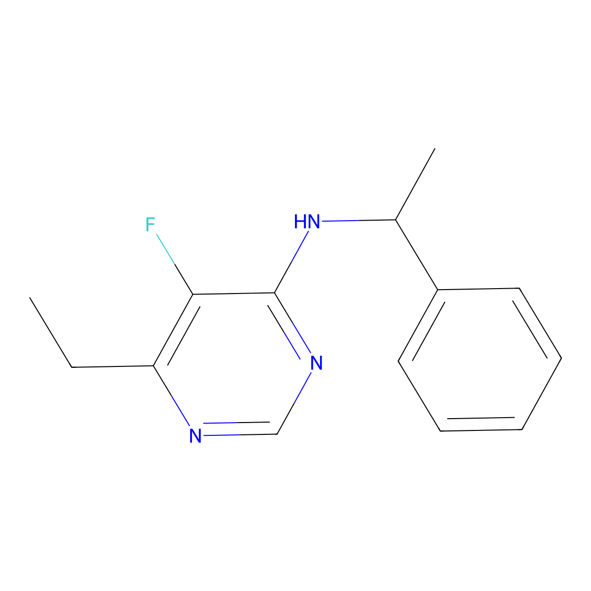 6-Ethyl-5-fluoro-N-(1-phenylethyl)pyrimidin-4-amine molecular structure, CAS 1924350-71-9