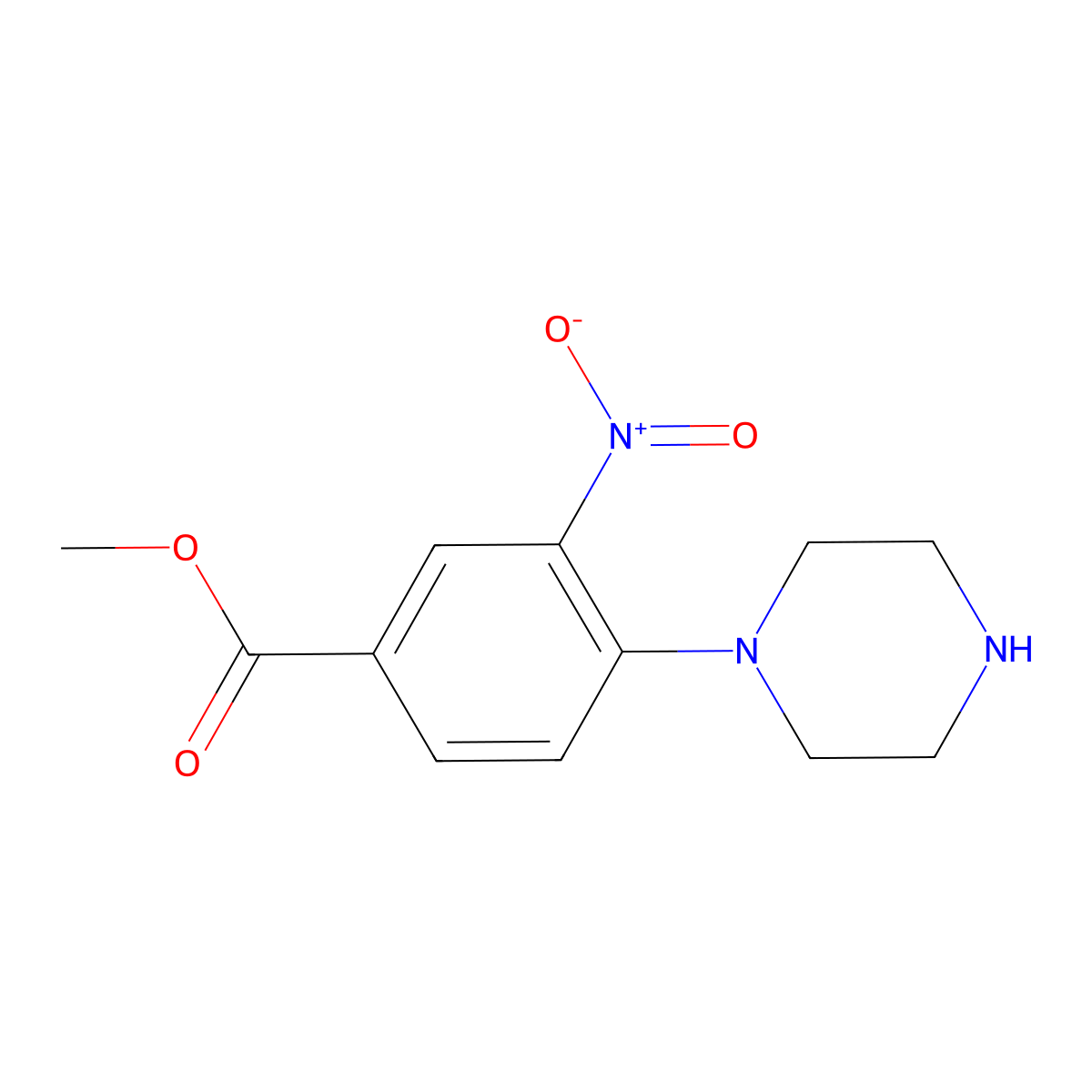 Methyl 3-nitro-4-piperazinobenzenecarboxylate molecular structure, CAS 192441-86-4