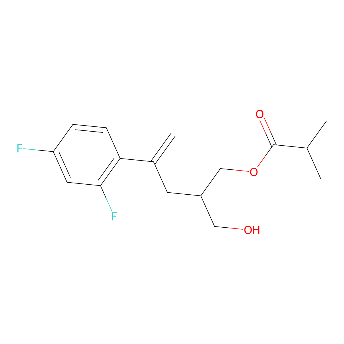 (S)-4-(2,4-Difluorophenyl)-2-(hydroxymethyl)pent-4-en-1-yl isobutyrate molecular structure, CAS 192448-07-0