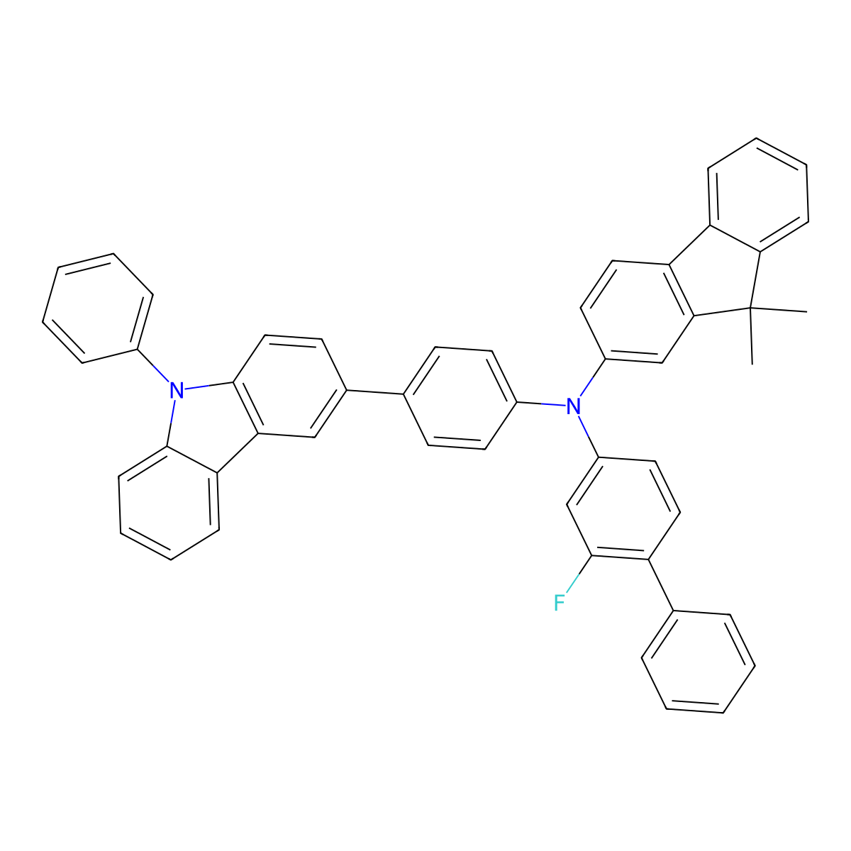 N-{2-fluoro-[1,1'-biphenyl]-4-yl}-9,9-dimethyl-N-[4-(9-phenyl-9H-carbazol-3-yl)phenyl]-9H-fluoren-2-amine molecular structure, CAS 1924688-20-9