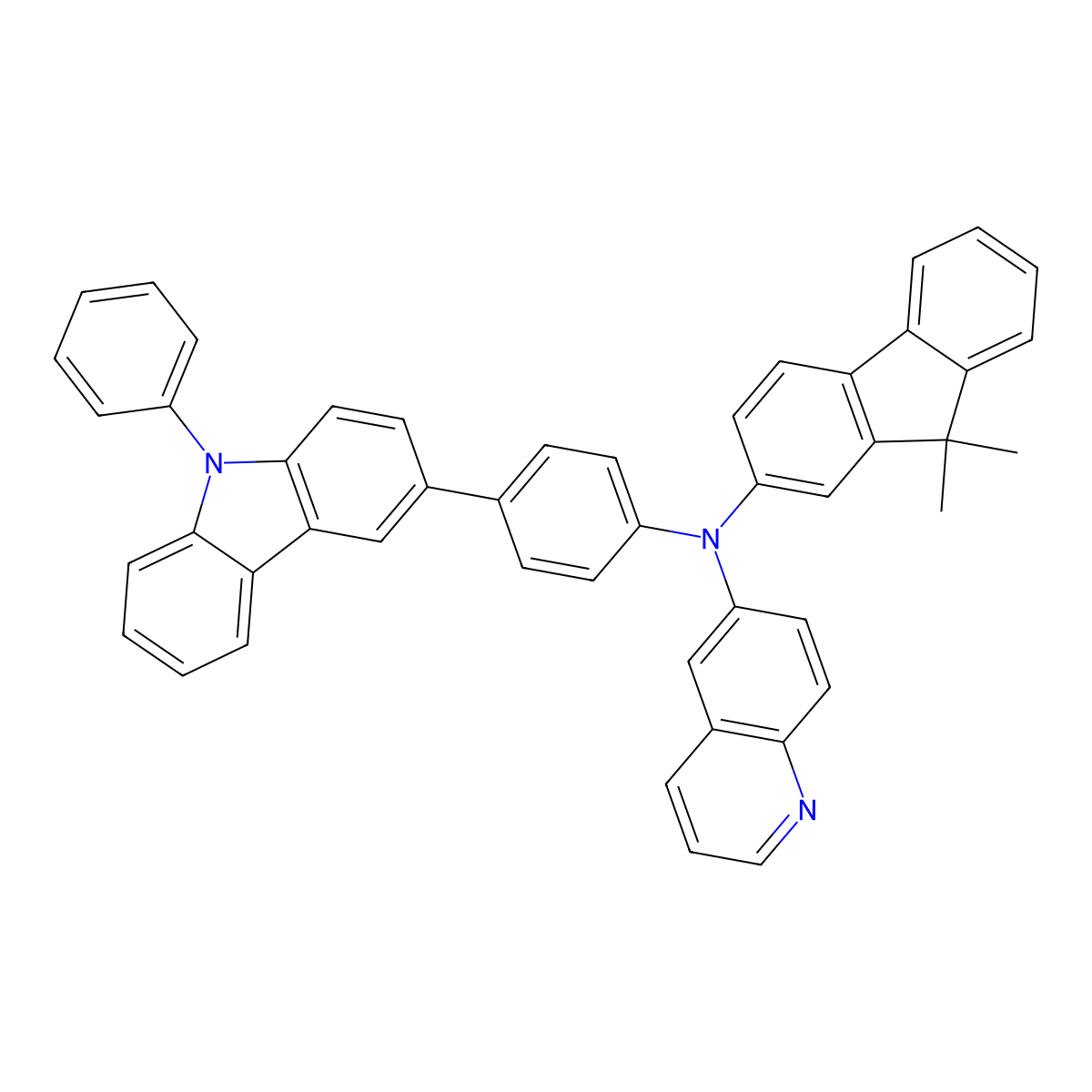 N-(9,9-Dimethyl-9H-fluoren-2-yl)-N-(4-(9-phenyl-9H-carbazol-3-yl)phenyl)quinolin-6-amine molecular structure, CAS 1924688-21-0