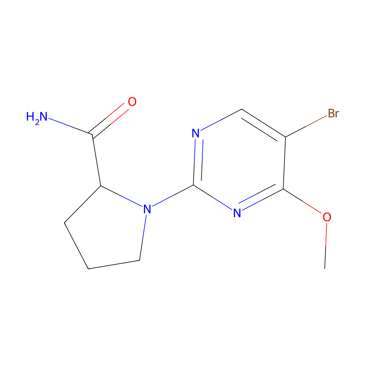 1-(5-Bromo-4-methoxypyrimidin-2-yl)pyrrolidine-2-carboxamide molecular structure, CAS 1924772-23-5