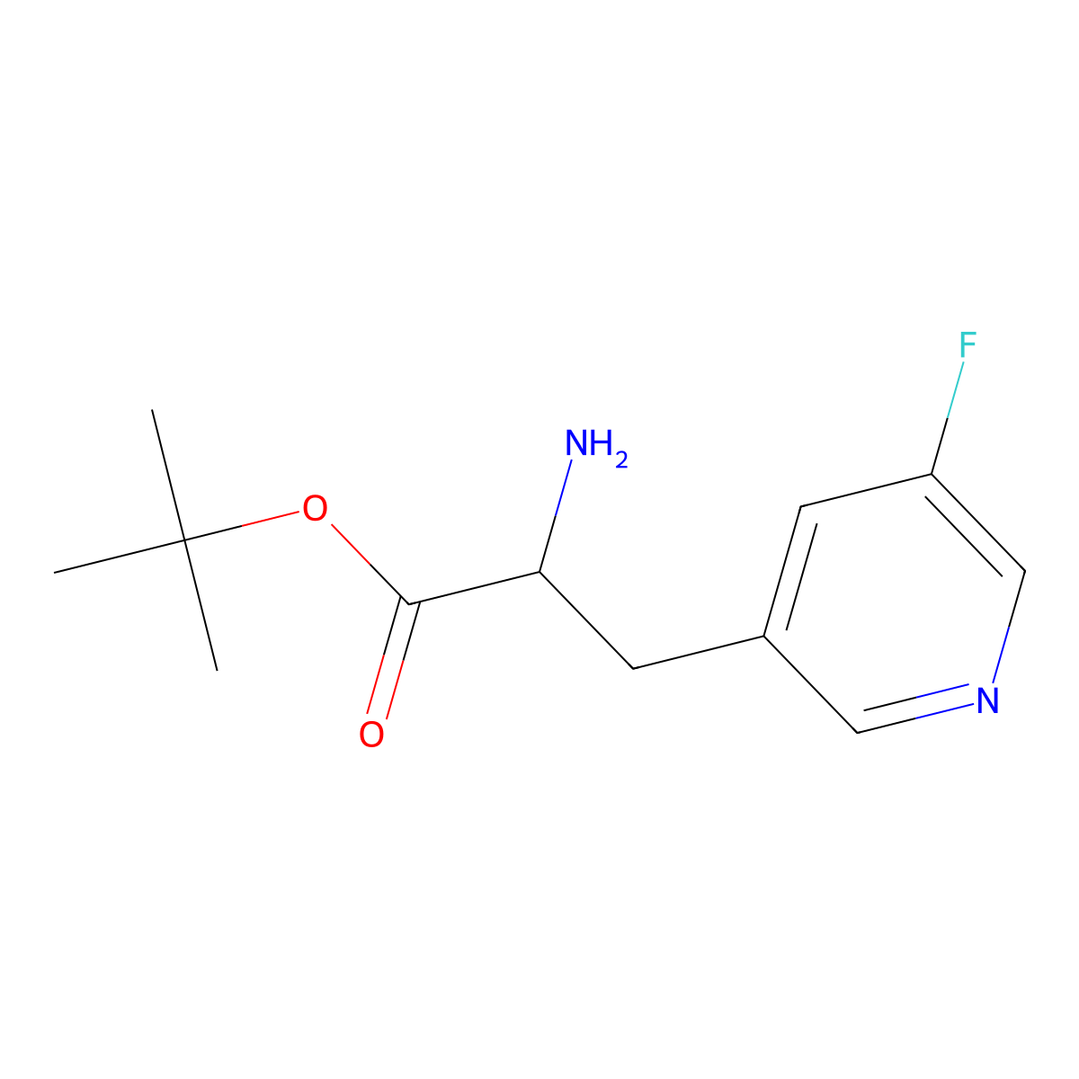 Tert-butyl 2-amino-3-(5-fluoropyridin-3-yl)propanoate molecular structure, CAS 1924889-46-2
