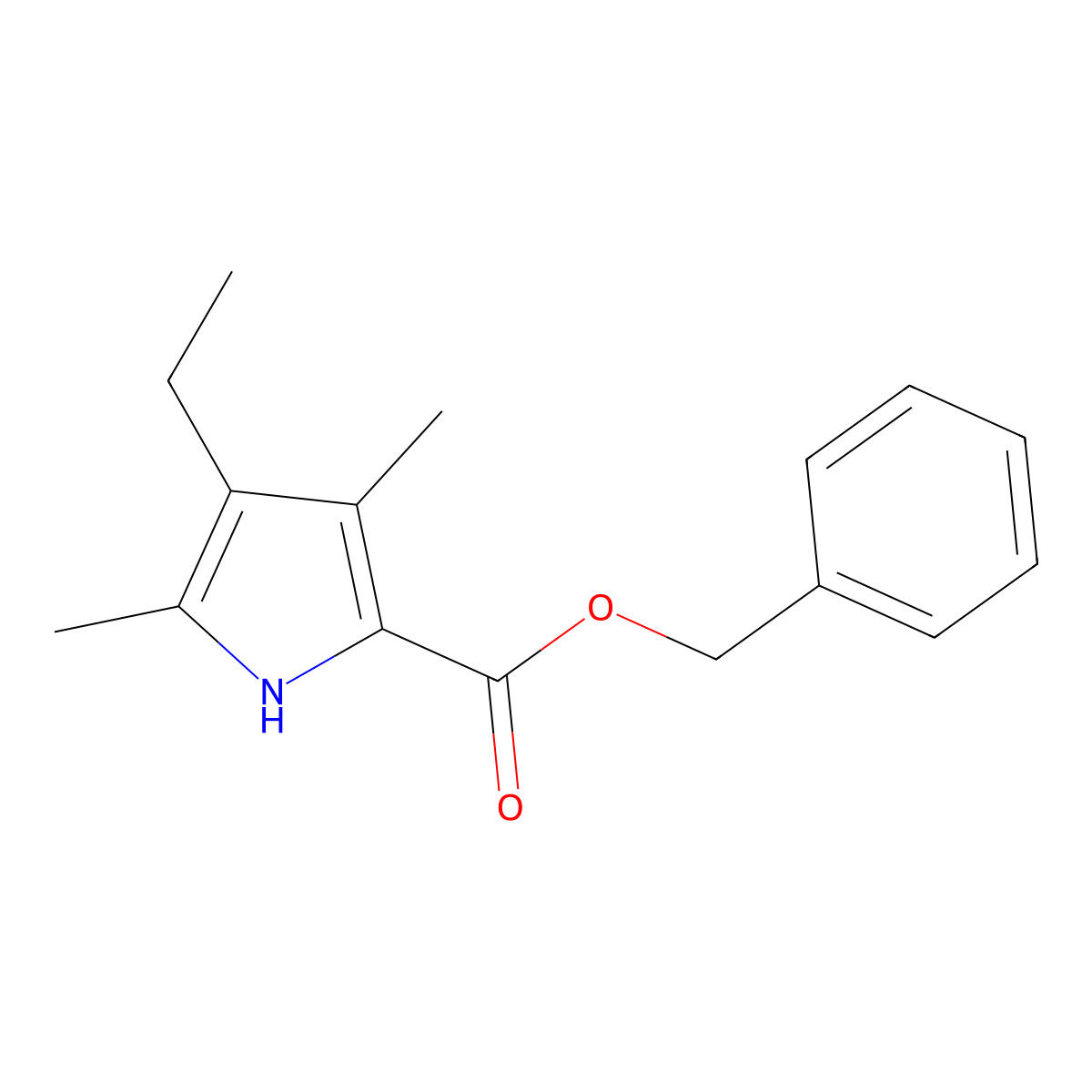 Benzyl 3,5-dimethyl-4-ethyl-2-pyrrolecarboxylate molecular structure, CAS 1925-61-7