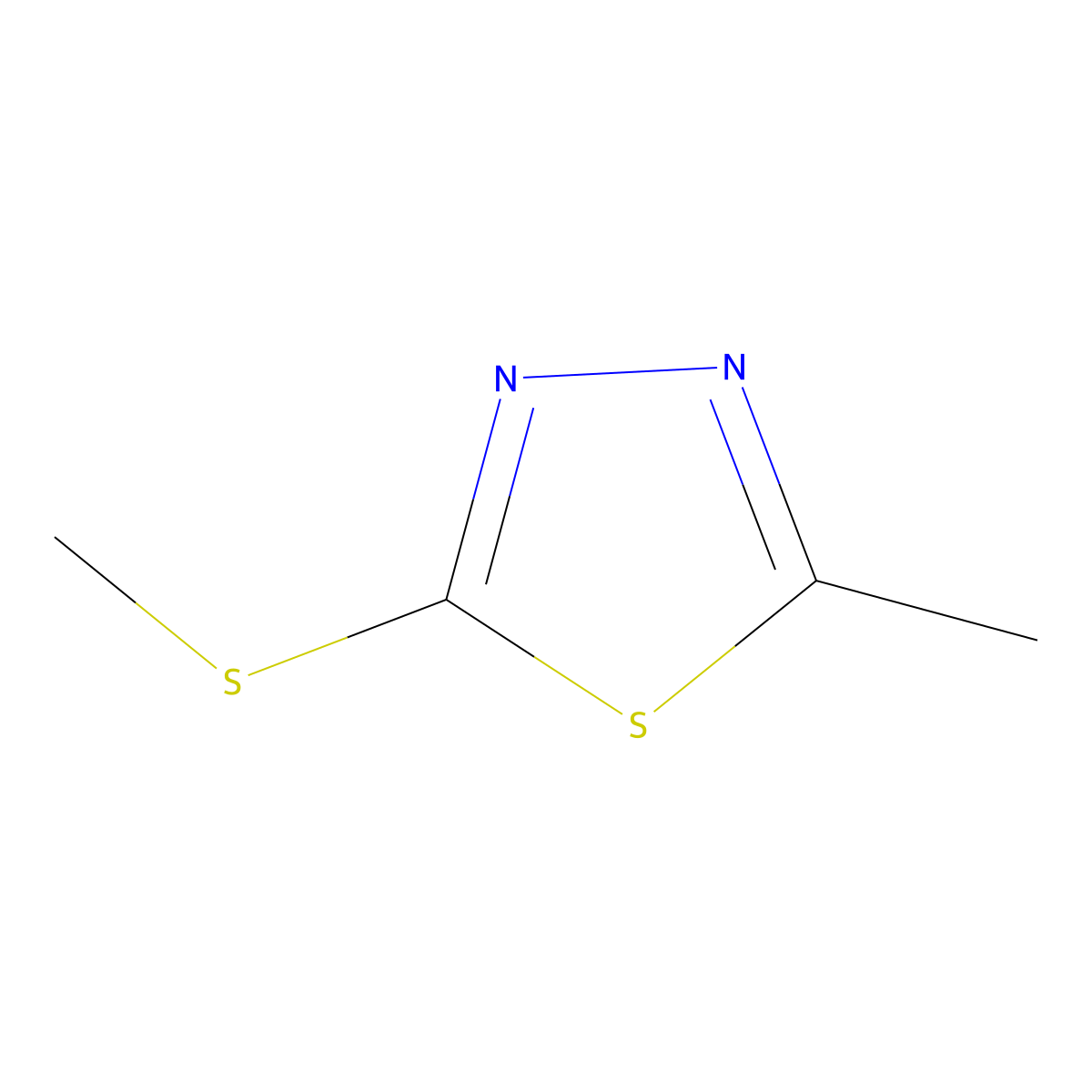 2-Methyl-5-(methylsulfanyl)-1,3,4-thiadiazole molecular structure, CAS 1925-78-6