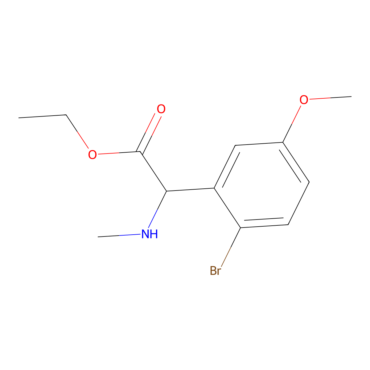 Ethyl 2-(2-bromo-5-methoxyphenyl)-2-(methylamino)acetate molecular structure, CAS 1925012-52-7
