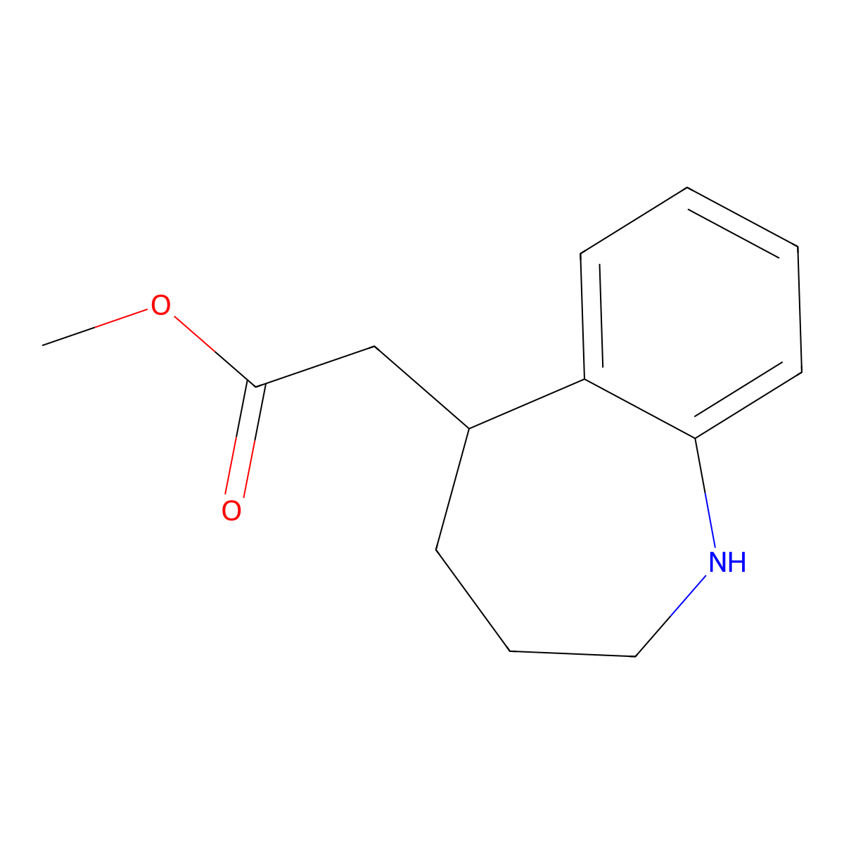 methyl 2-(2,3,4,5-tetrahydro-1H-1-benzazepin-5-yl)acetate molecular structure, CAS 192513-58-9