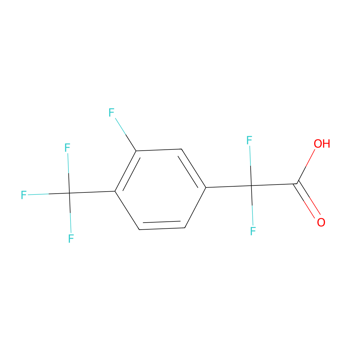 2,2-Difluoro-2-[3-fluoro-4-(trifluoromethyl)phenyl]acetic acid molecular structure, CAS 1925367-64-1