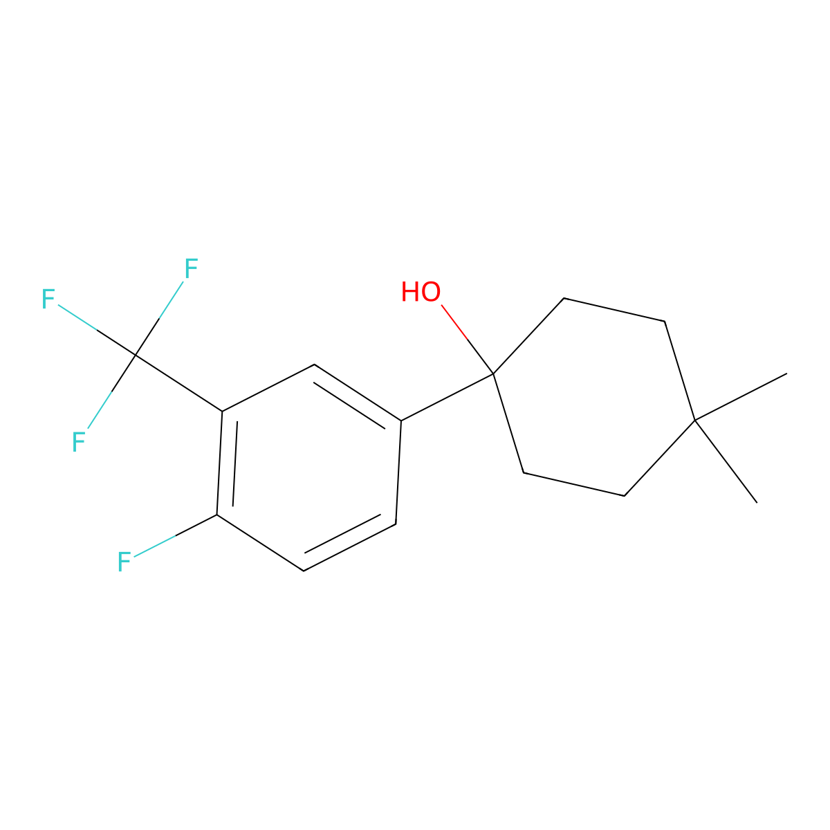 1-(4-Fluoro-3-(trifluoromethyl)phenyl)-4,4-dimethylcyclohexanol molecular structure, CAS 1925484-05-4