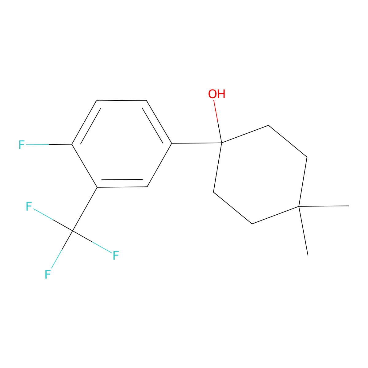 1-(4-Fluoro-3-(trifluoromethyl)phenyl)-4,4-dimethylcyclohexanol molecular structure, CAS 1925484-05-4