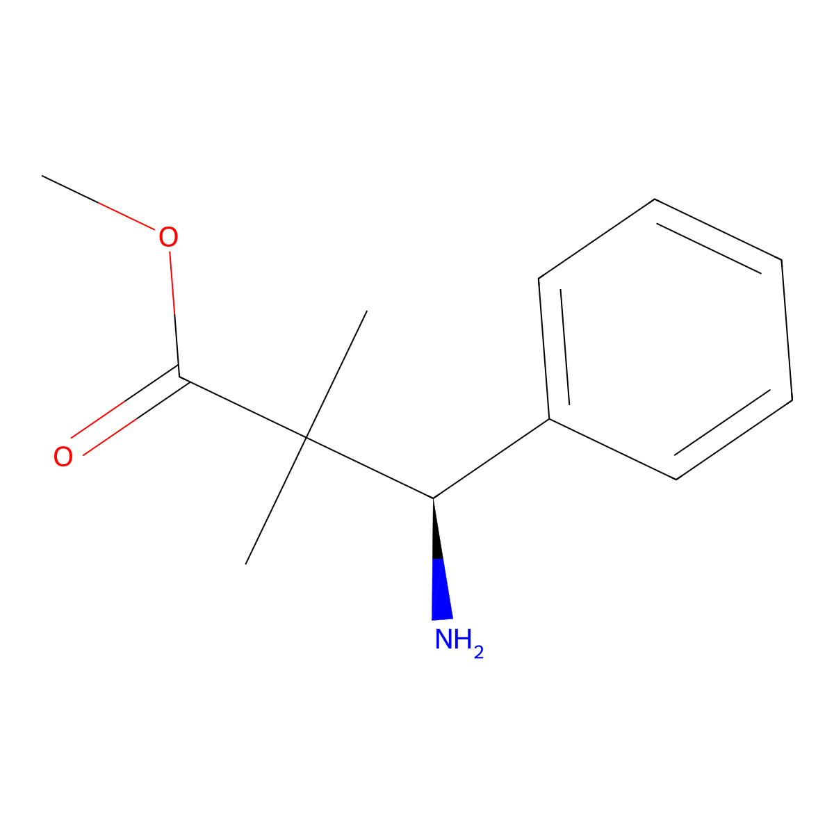 Methyl (3R)-3-amino-2,2-dimethyl-3-phenylpropanoate molecular structure, CAS 192565-66-5