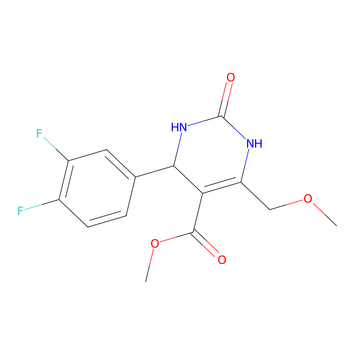 4-(3,4-Difluoro-phenyl)-6-methoxymethyl-2-oxo-1,2,3,4-tetrahydro-pyrimidine-5-carboxylic acid methyl ester molecular structure, CAS 192574-28-0