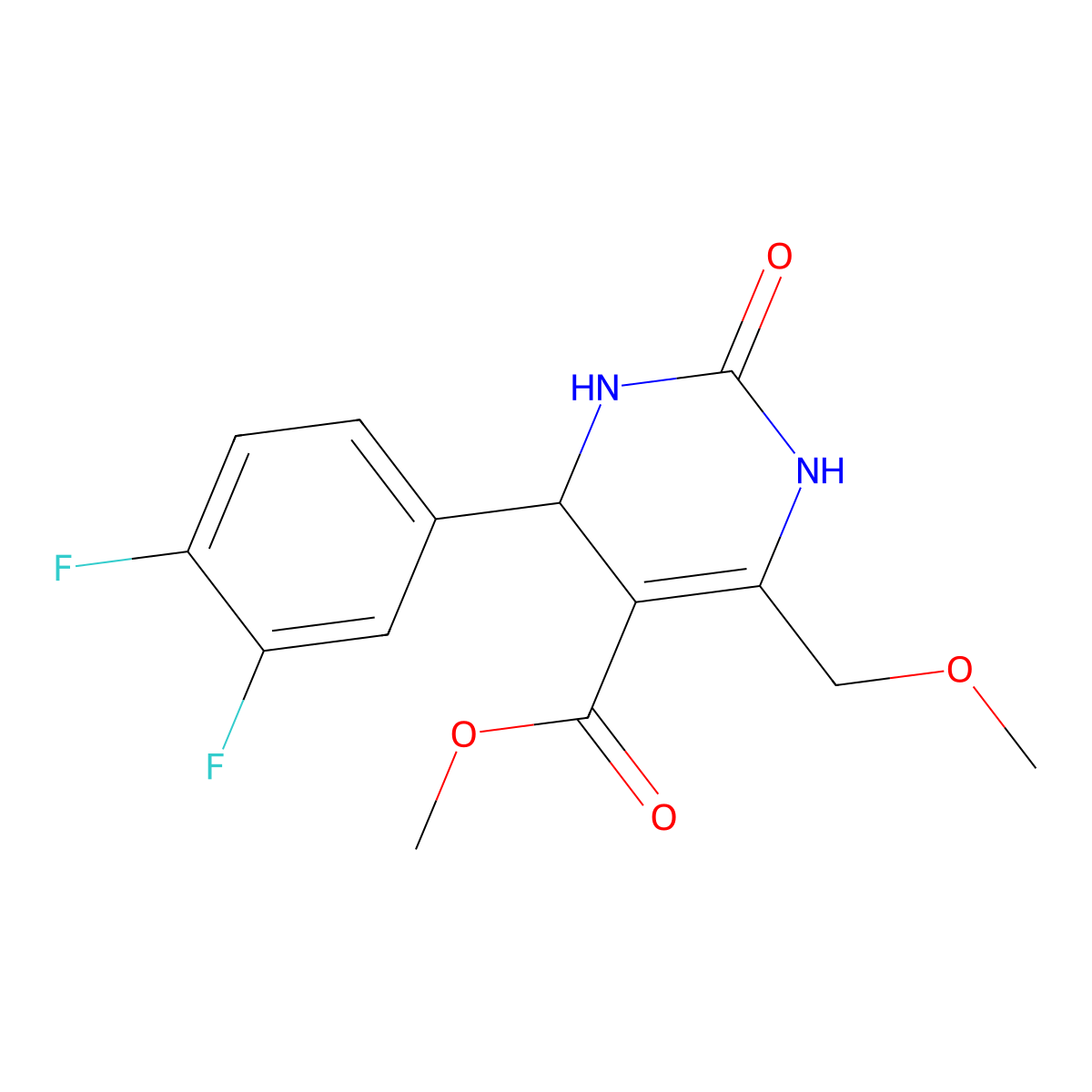 4-(3,4-Difluoro-phenyl)-6-methoxymethyl-2-oxo-1,2,3,4-tetrahydro-pyrimidine-5-carboxylic acid methyl ester molecular structure, CAS 192574-28-0