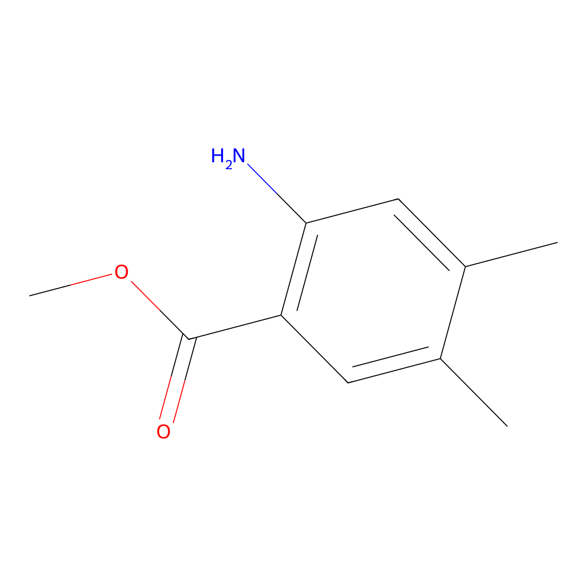 Methyl 2-amino-4,5-dimethylbenzoate molecular structure, CAS 19258-73-2