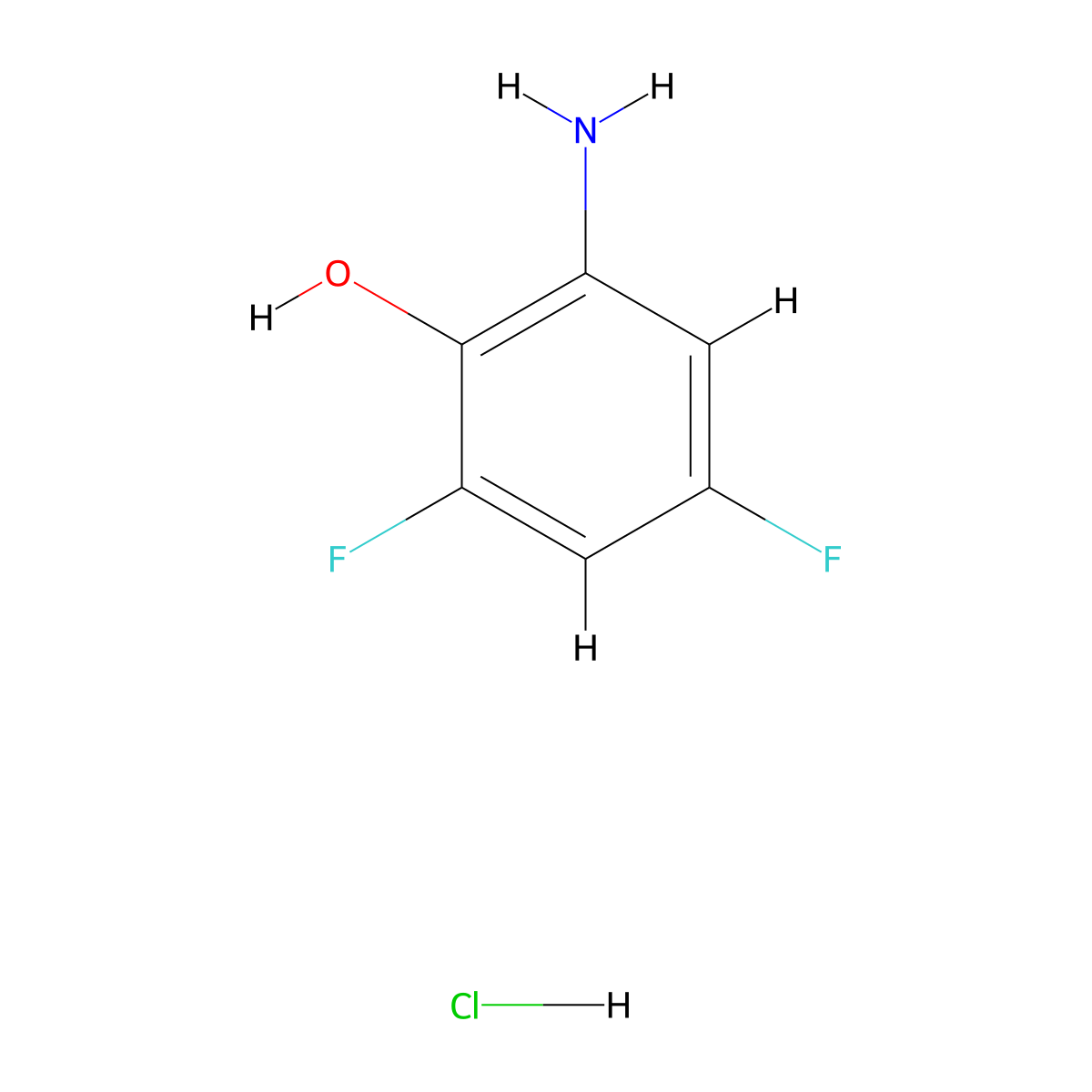 2-Amino-4,6-difluorophenol hydrochloride molecular structure, CAS 192583-00-9