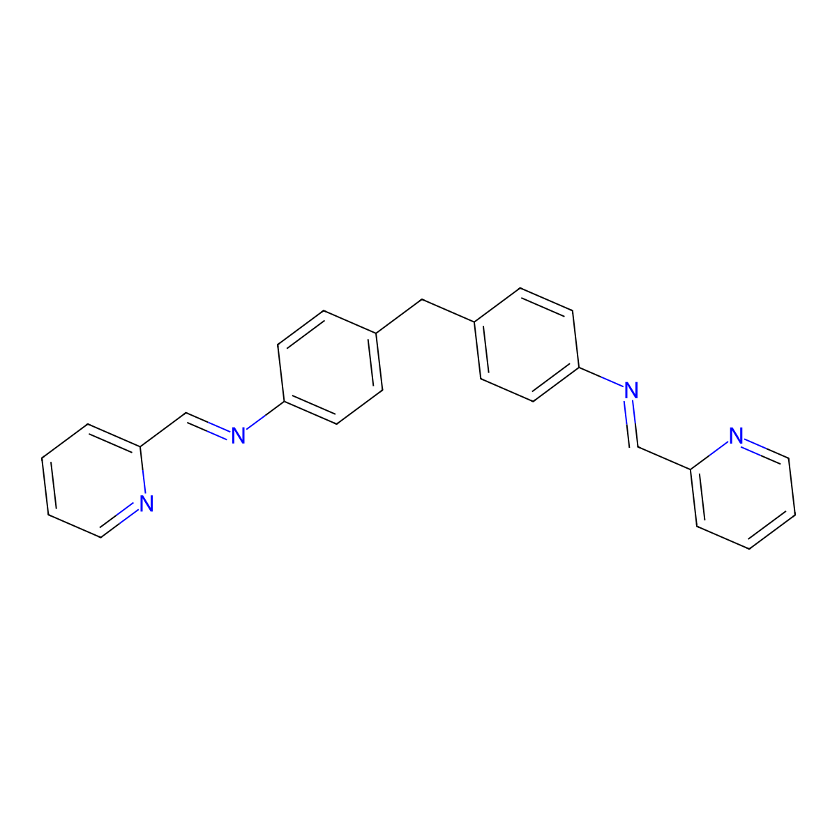 Benzenamine, 4,4'-methylenebis[N-(2-pyridinylmethylene)- molecular structure, CAS 192586-42-8