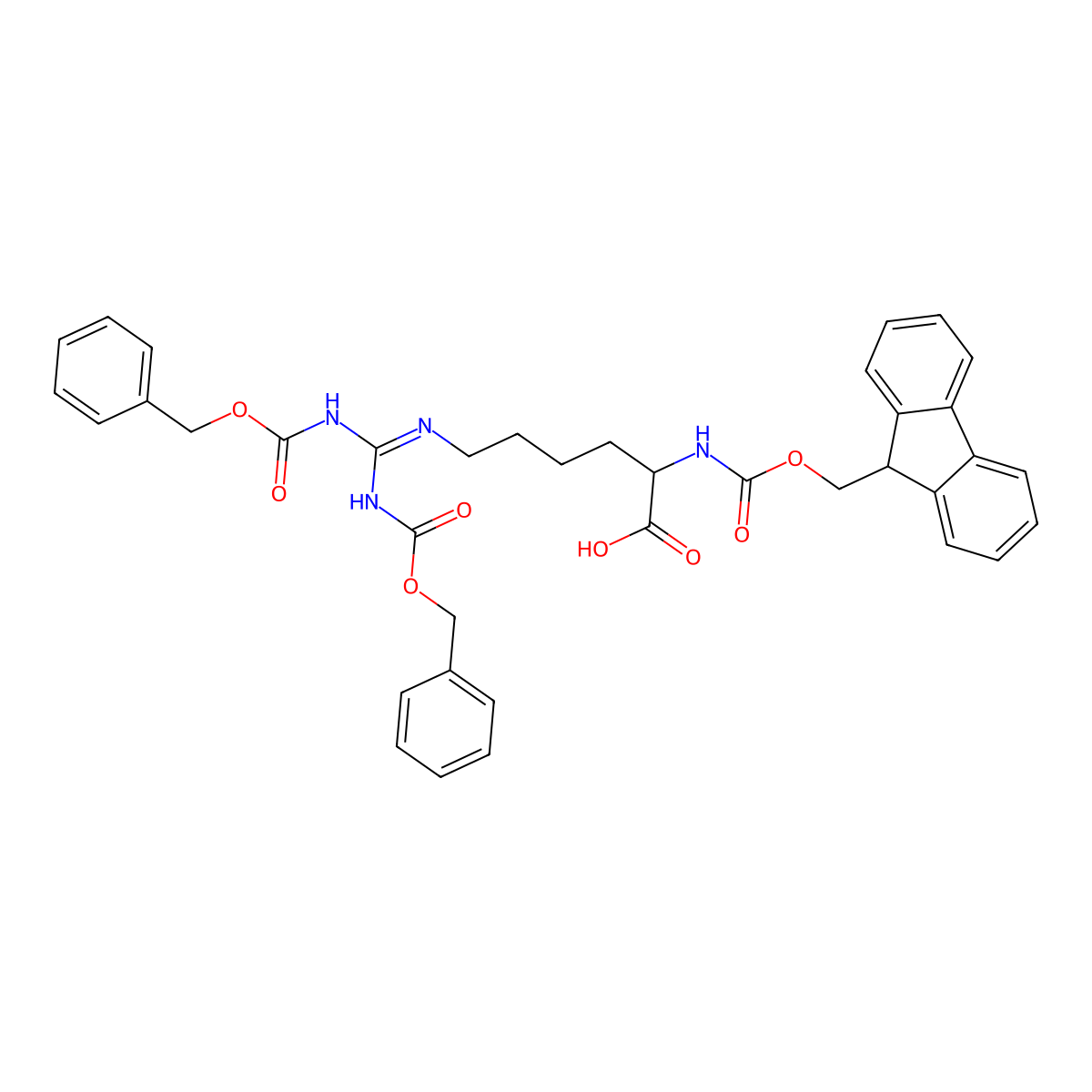 Fmoc-homoArg(Z)2-OH molecular structure, CAS 1926163-01-0