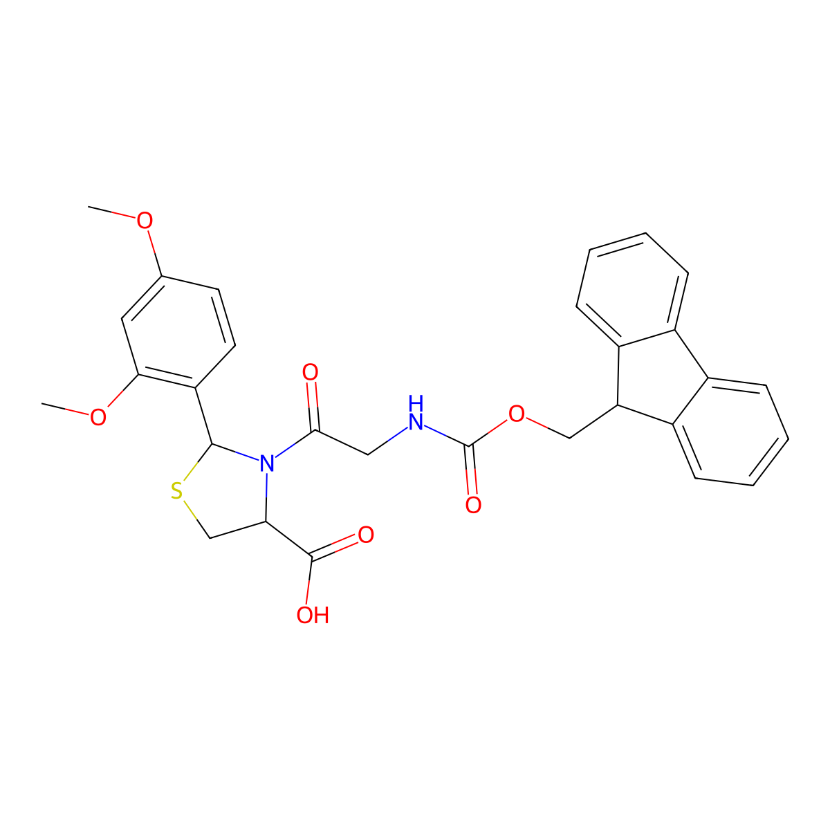 (4R)-2-(2,4-dimethoxyphenyl)-3-[2-({[(9H-fluoren-9-yl)methoxy]carbonyl}amino)acetyl]-1,3-thiazolidine-4-carboxylic acid molecular structure, CAS 1926163-05-4