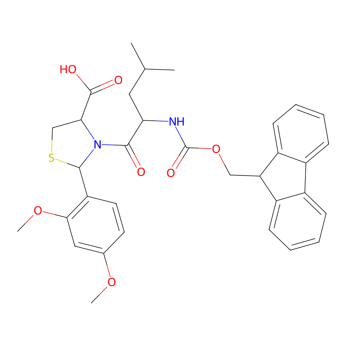 Fmoc-Leu-Cys(Psi(Dmp,H)pro)-OH molecular structure, CAS 1926163-06-5