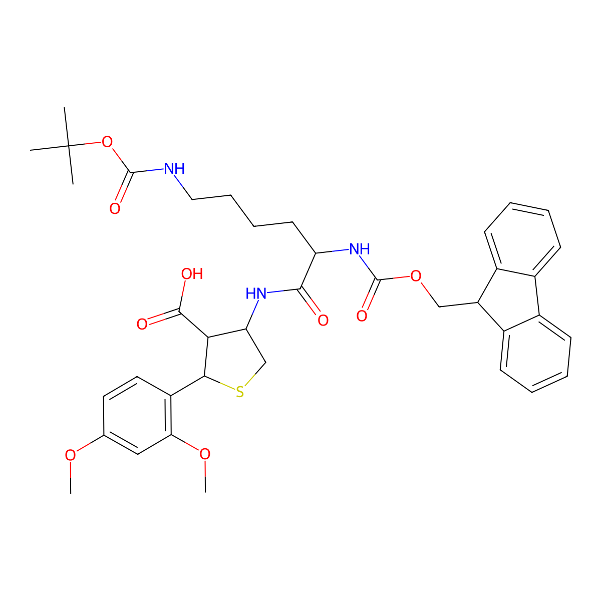 Fmoc-Lys(Boc)-Cys(Psi(Dmp,H)pro)-OH molecular structure, CAS 1926163-07-6