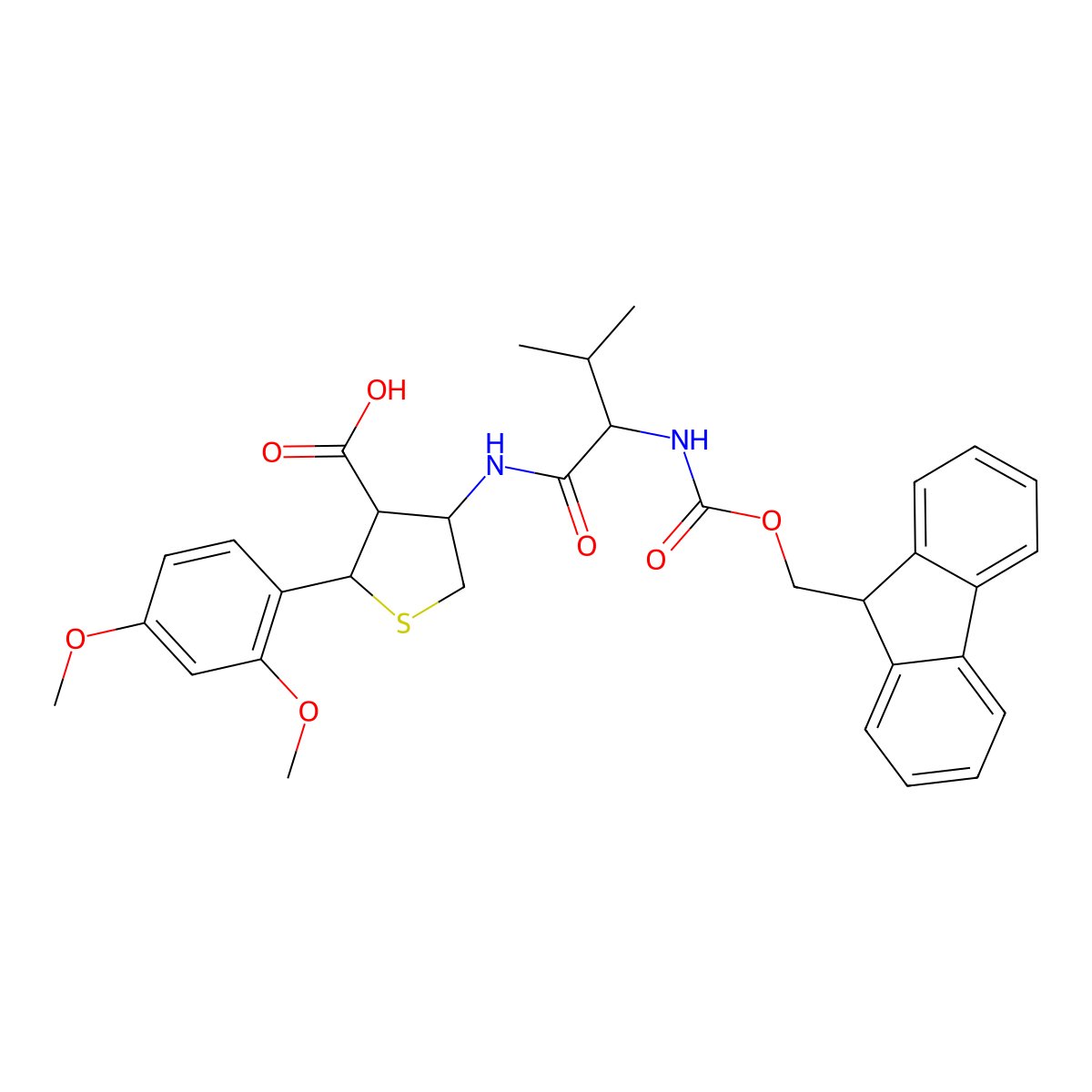 Fmoc-Val-Cys(Psi(Dmp,H)pro)-OH molecular structure, CAS 1926163-08-7