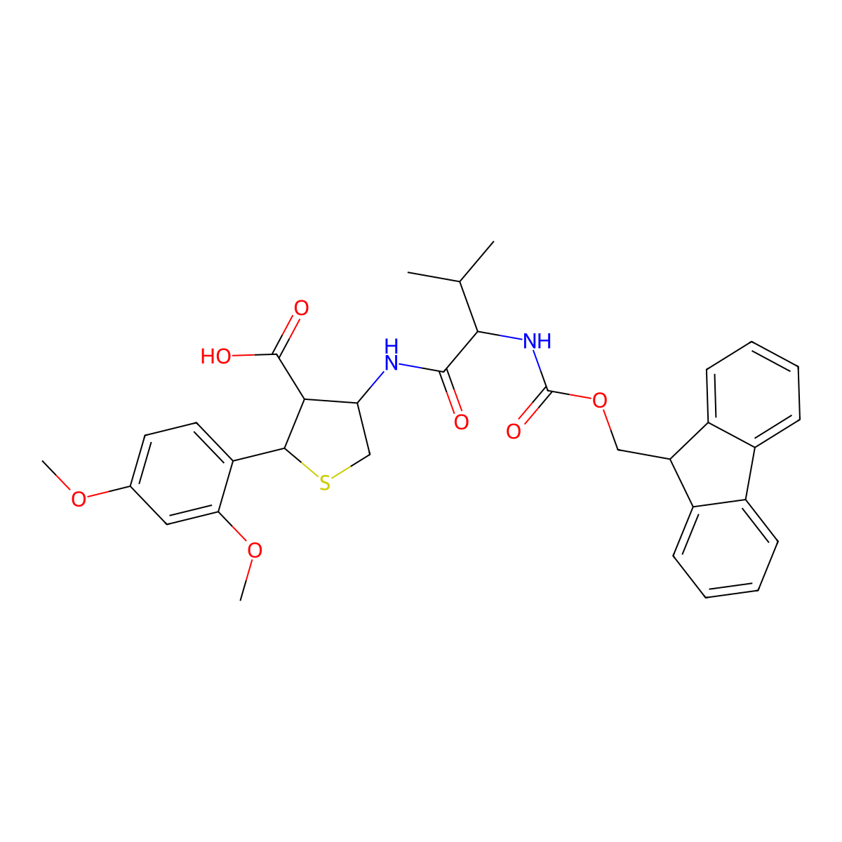Fmoc-Val-Cys(Psi(Dmp,H)pro)-OH molecular structure, CAS 1926163-08-7