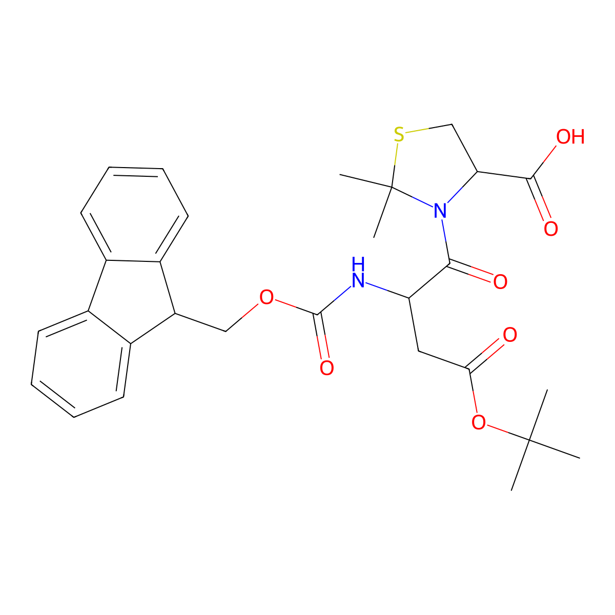 Fmoc-Asp(OtBu)-Cys(Psi(Me,Me)pro)-OH molecular structure, CAS 1926163-09-8