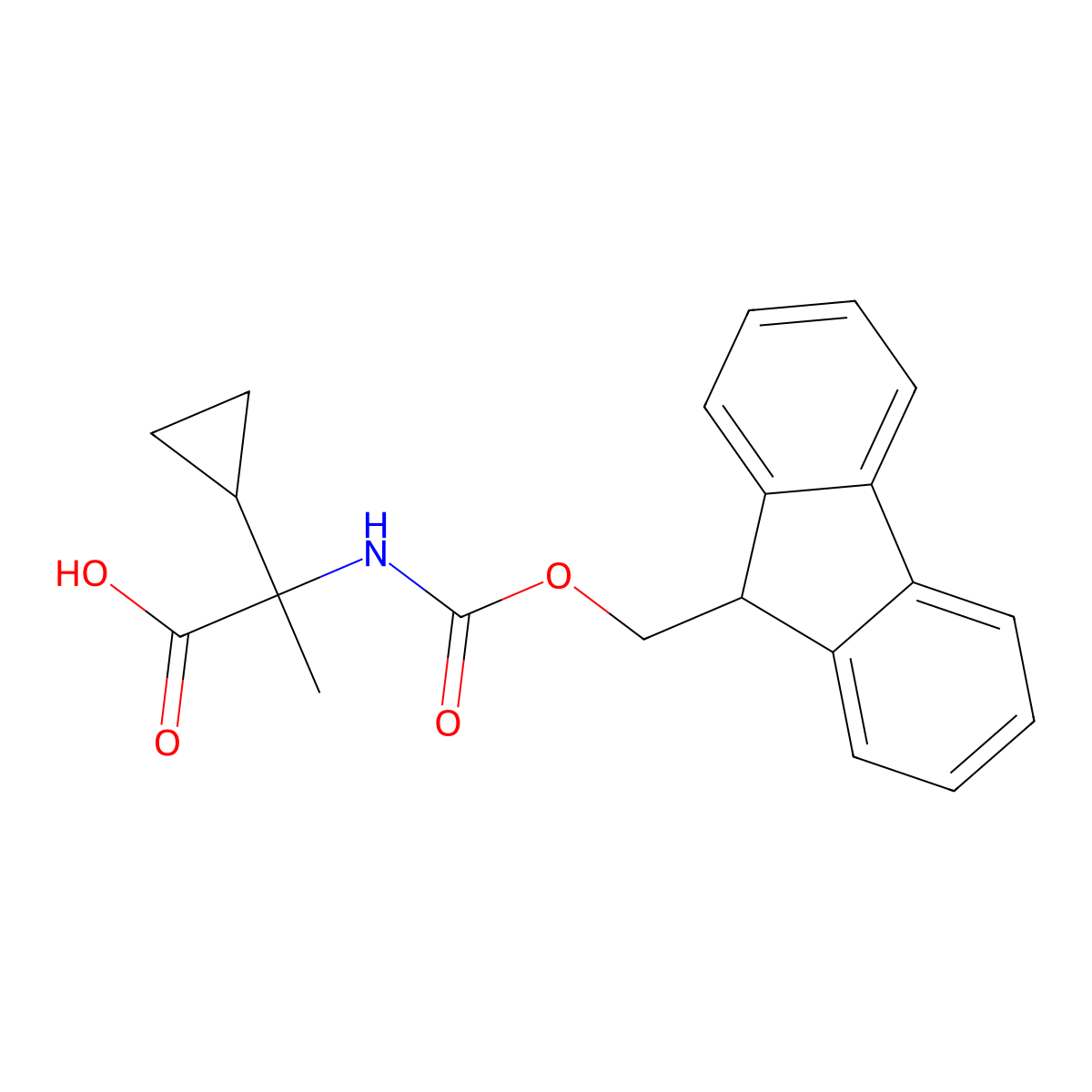 Fmoc-Ala(alpha-cyclopropyl)-OH molecular structure, CAS 1926163-87-2