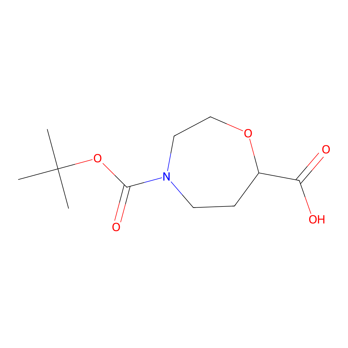 4-((Tert-butoxy)carbonyl)-1,4-oxazepane-7-carboxylic acid molecular structure, CAS 1926190-19-3