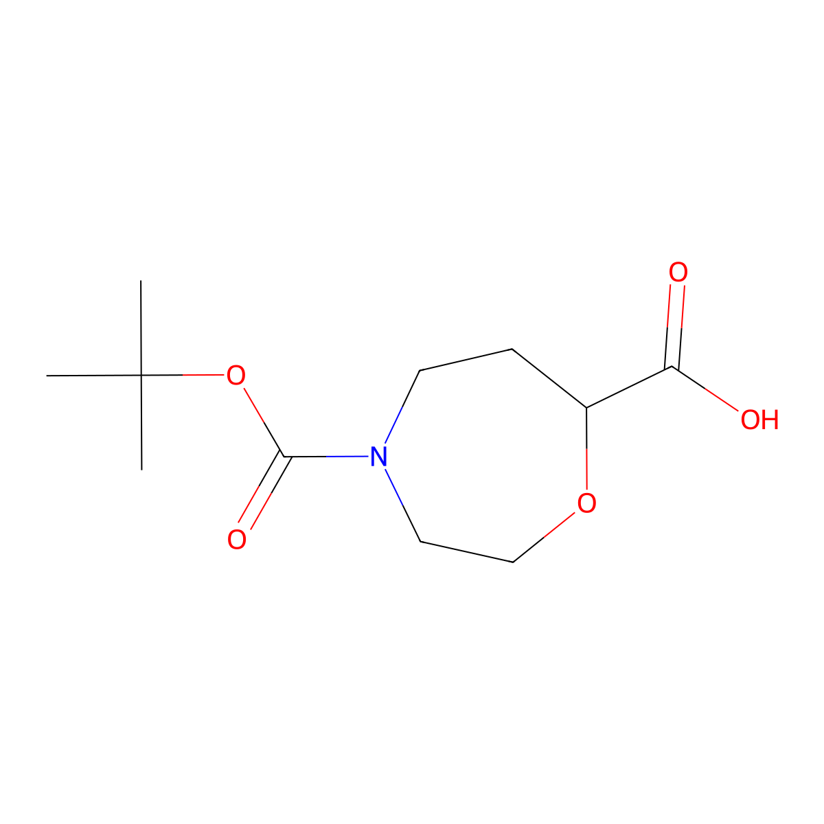 4-((Tert-butoxy)carbonyl)-1,4-oxazepane-7-carboxylic acid molecular structure, CAS 1926190-19-3