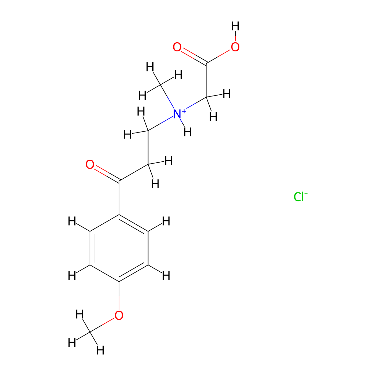 Glycine, N-(3-(4-methoxyphenyl)-3-oxopropyl)-N-methyl-, hydrochloride molecular structure, CAS 19262-64-7