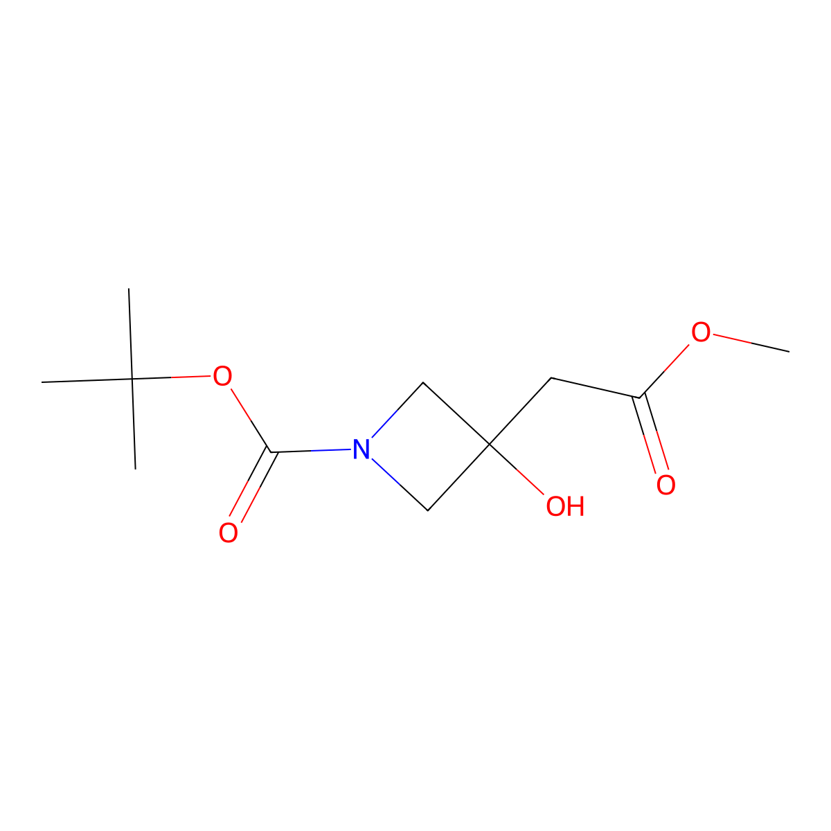 Tert-butyl 3-hydroxy-3-(2-methoxy-2-oxoethyl)azetidine-1-carboxylate molecular structure, CAS 1926205-50-6