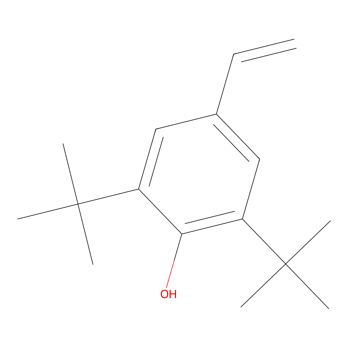 2,6-Di-tert-butyl-4-vinylphenol molecular structure, CAS 19263-36-6